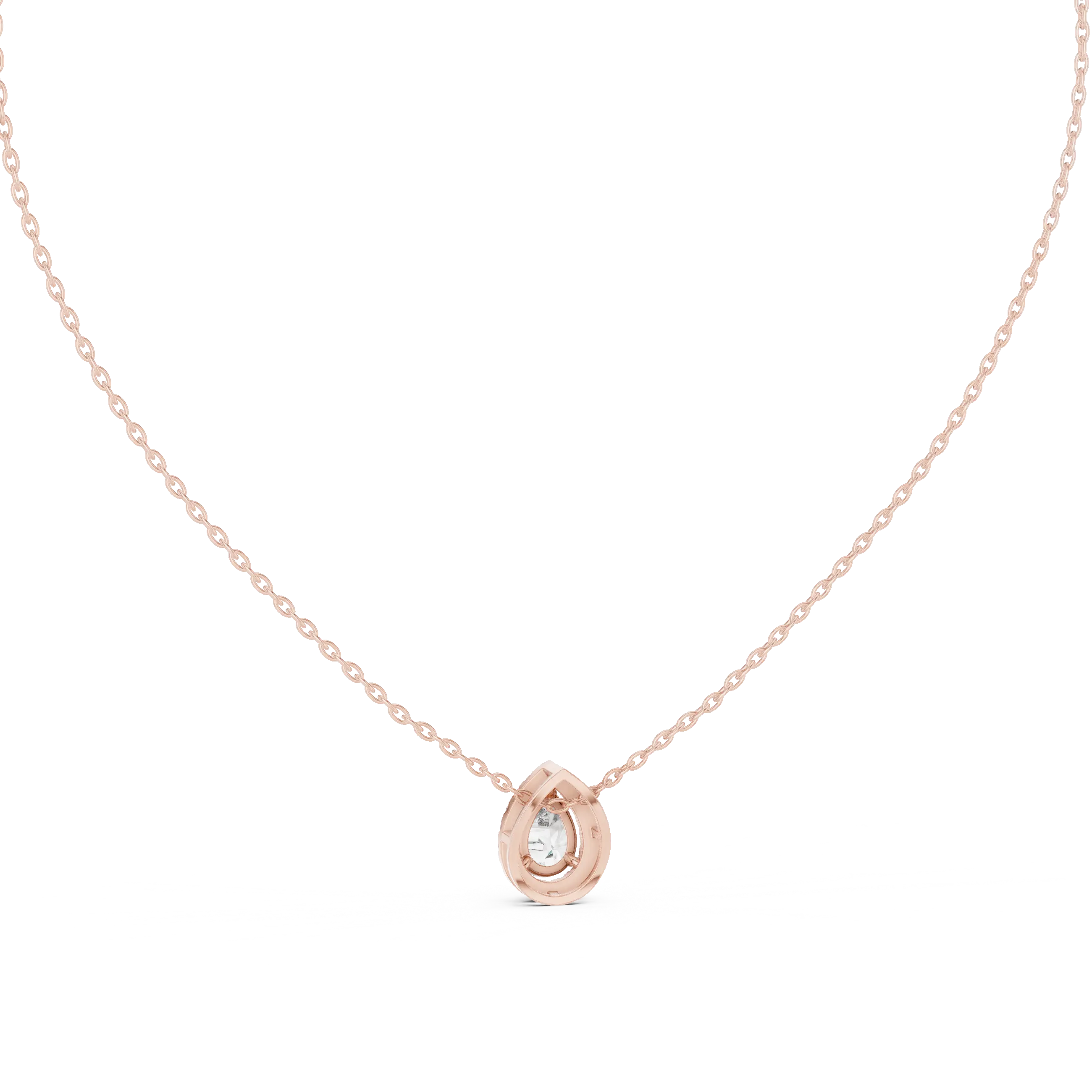 MJP51 - Stationary Pear Halo Solitaire Pendant