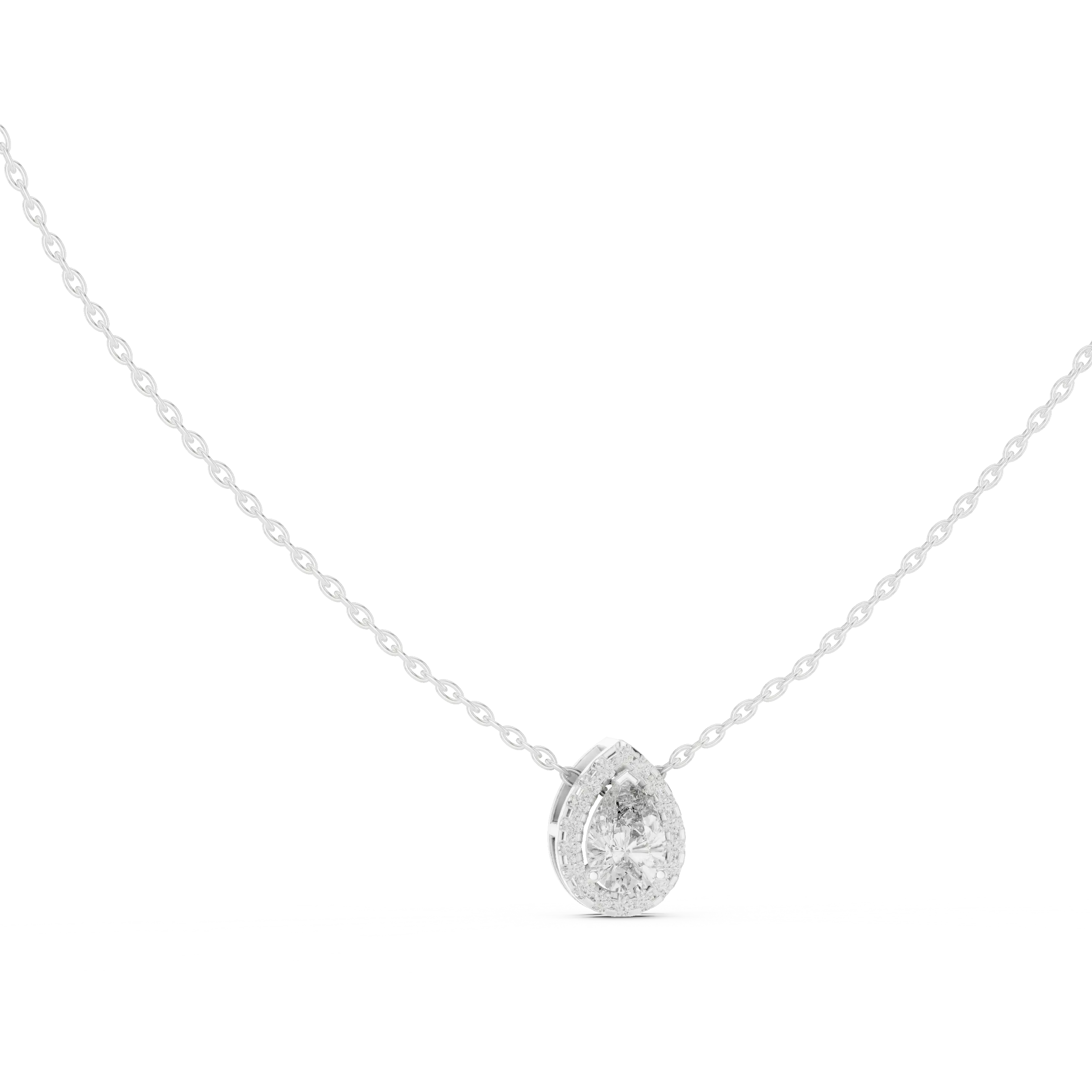 MJP51 - Stationary Pear Halo Solitaire Pendant