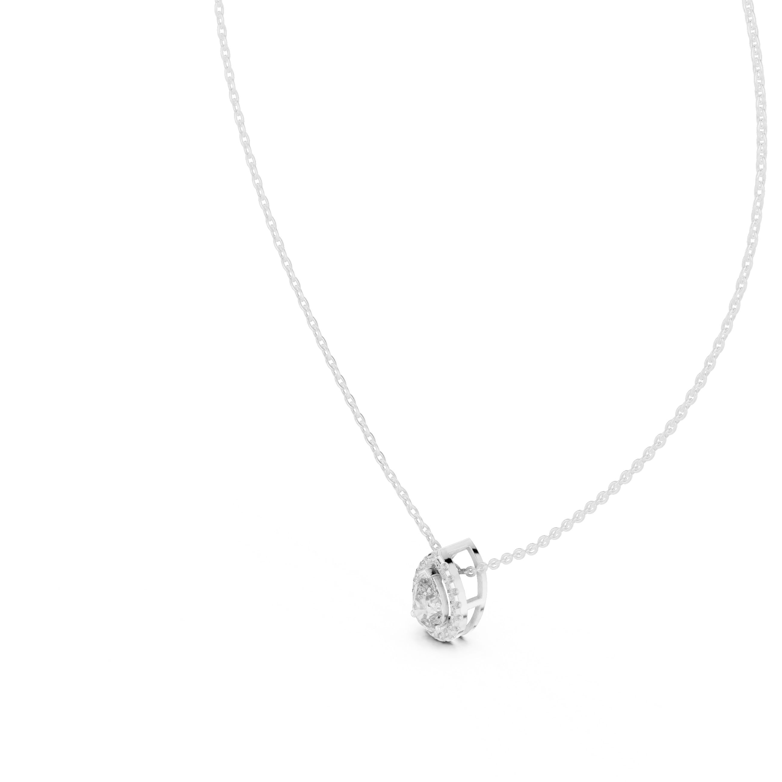 MJP51 - Stationary Pear Halo Solitaire Pendant