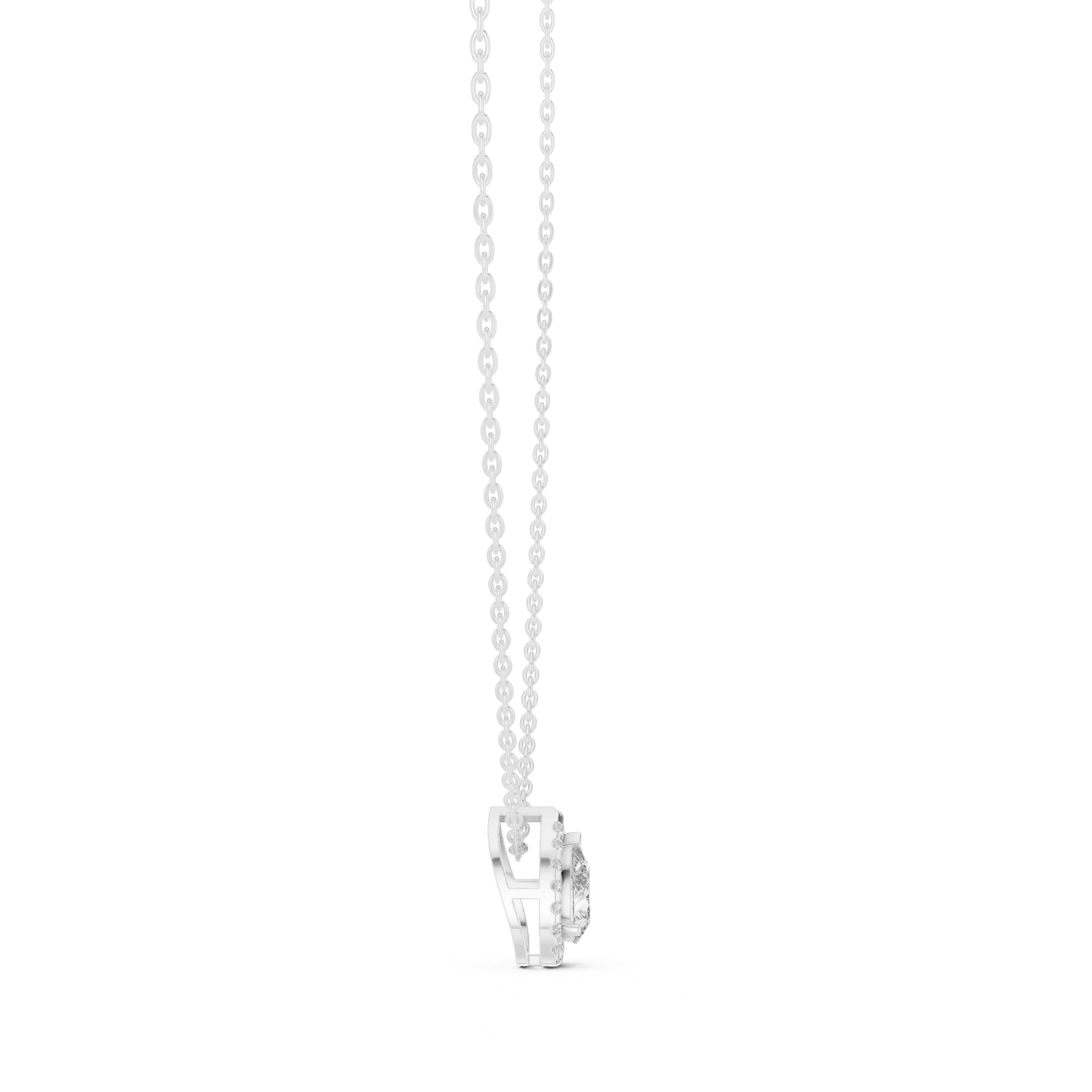 MJP51 - Stationary Pear Halo Solitaire Pendant