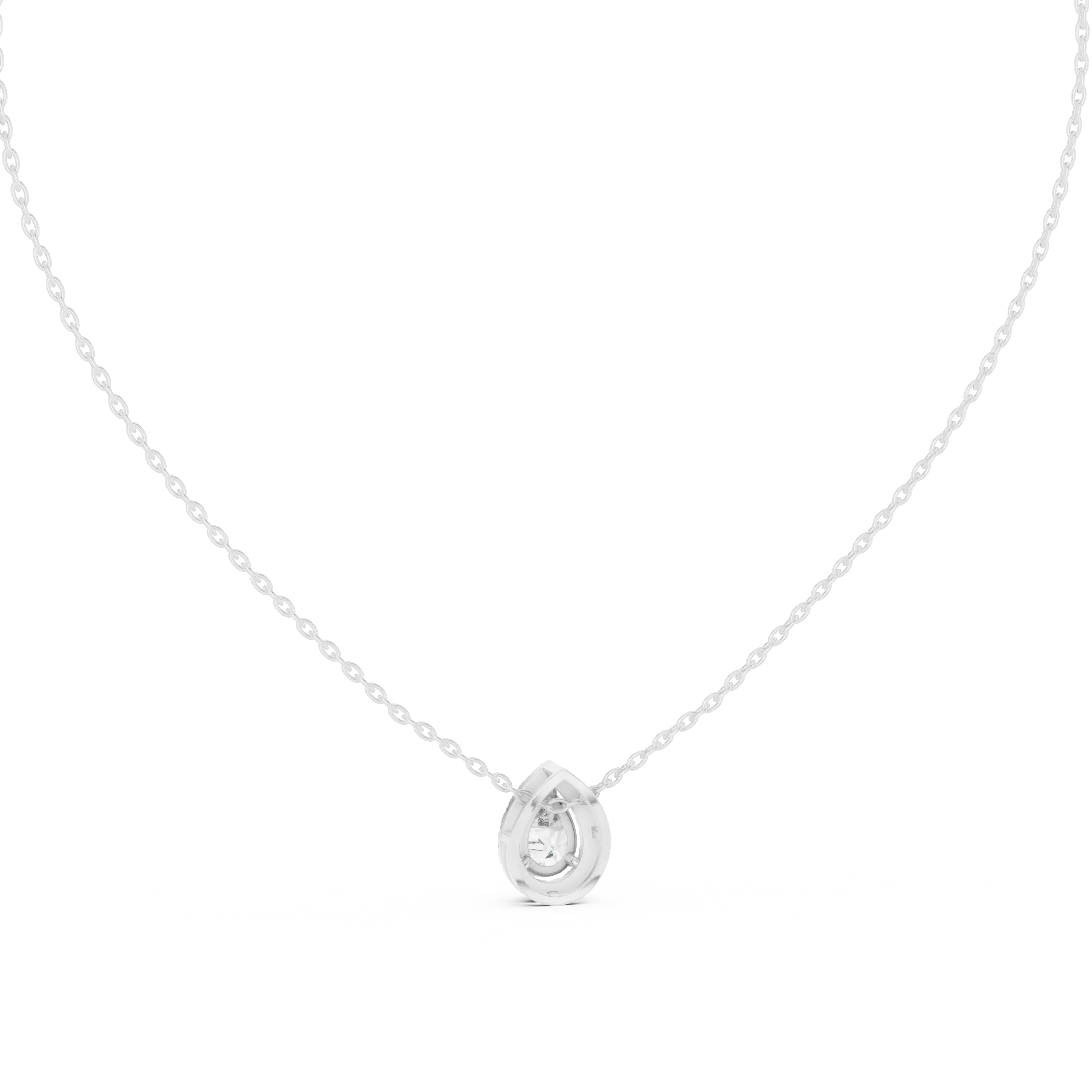 MJP51 - Stationary Pear Halo Solitaire Pendant