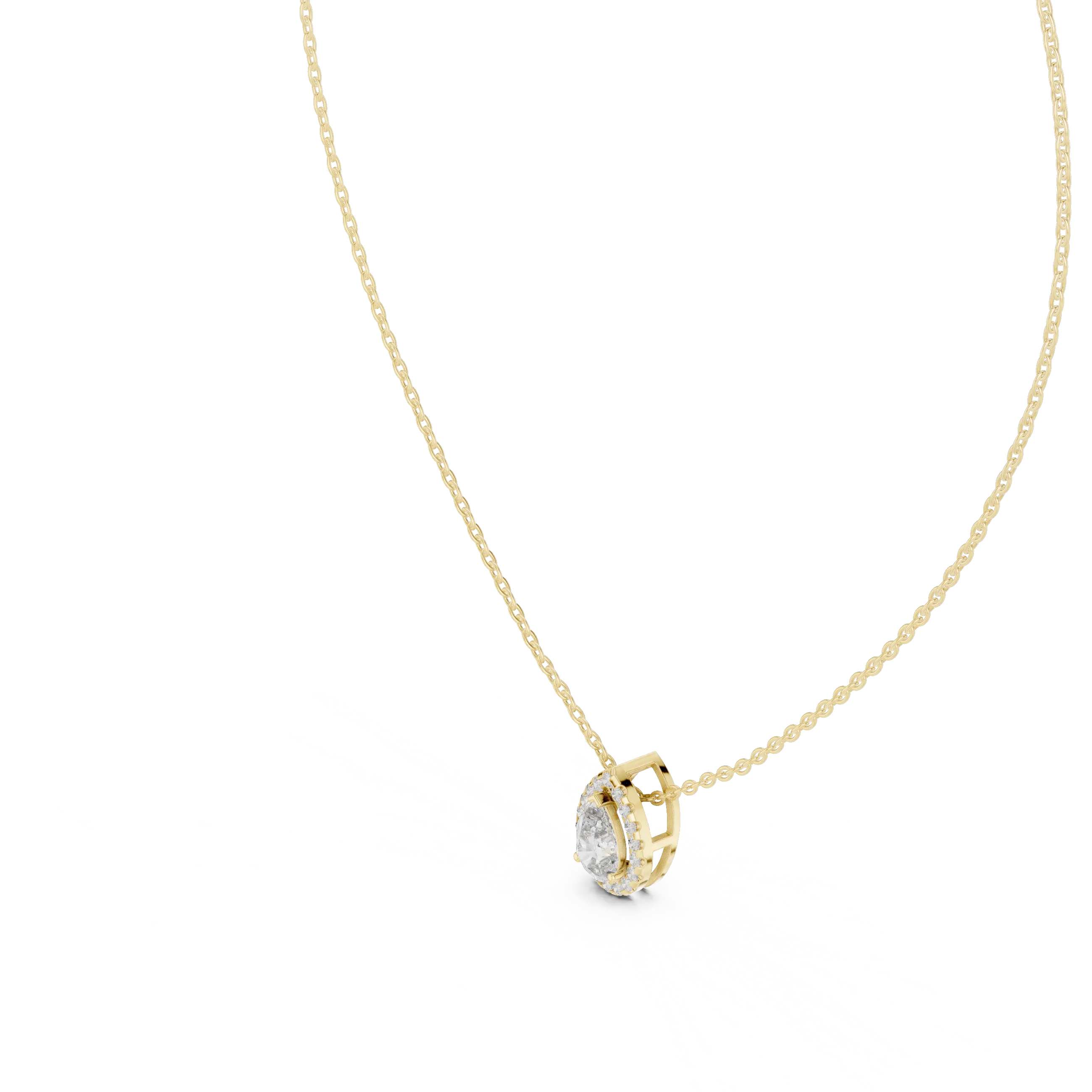 MJP51 - Stationary Pear Halo Solitaire Pendant