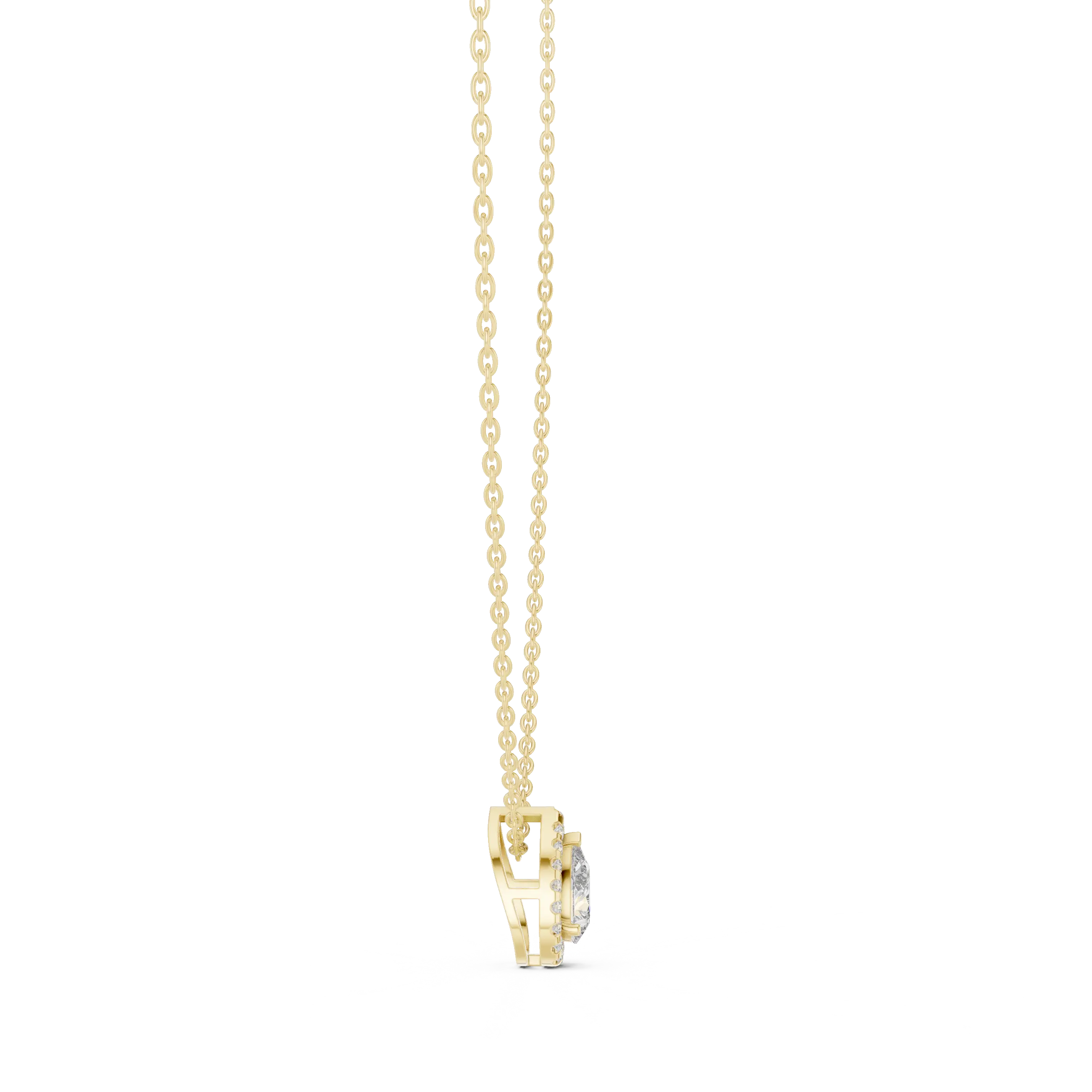 MJP51 - Stationary Pear Halo Solitaire Pendant