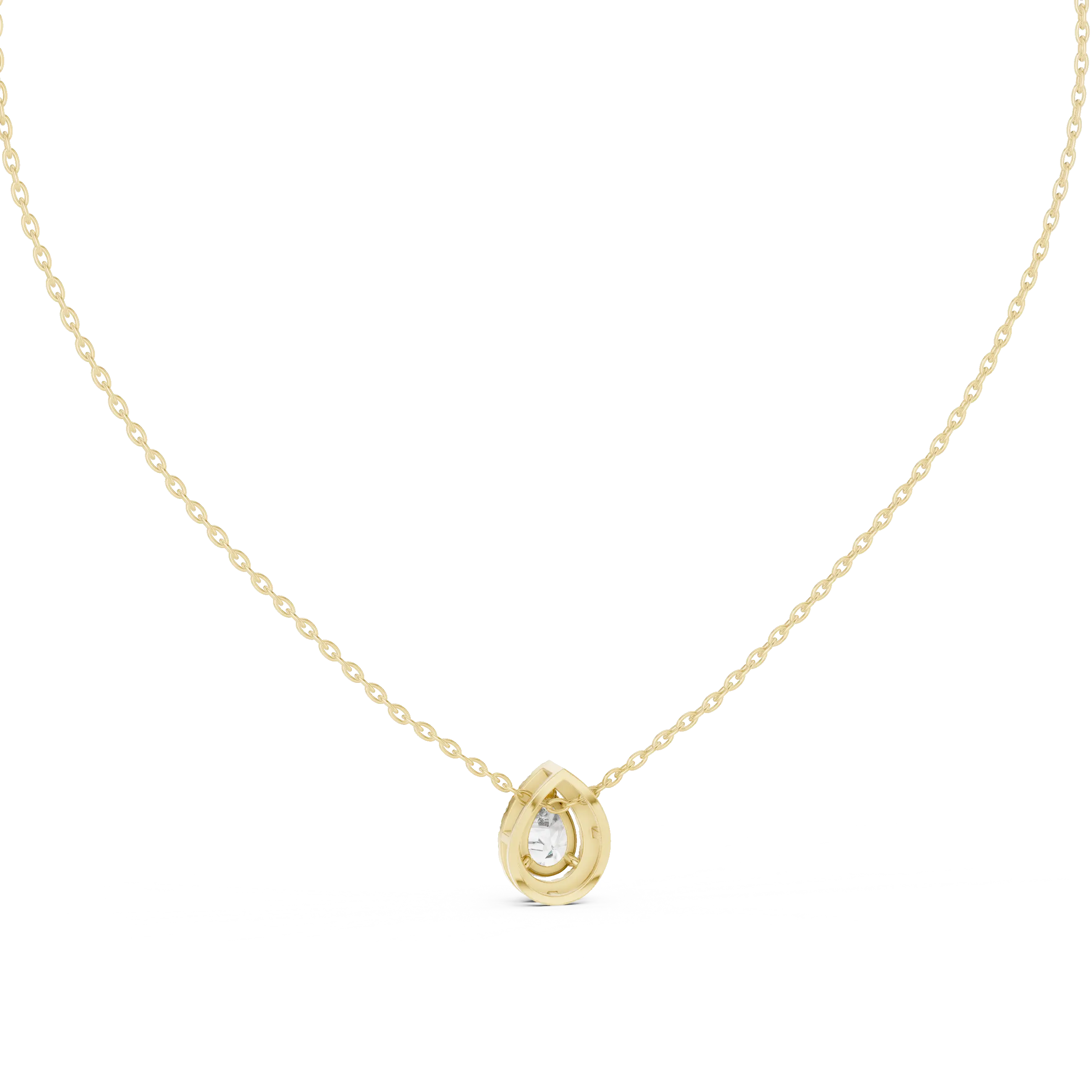 MJP51 - Stationary Pear Halo Solitaire Pendant
