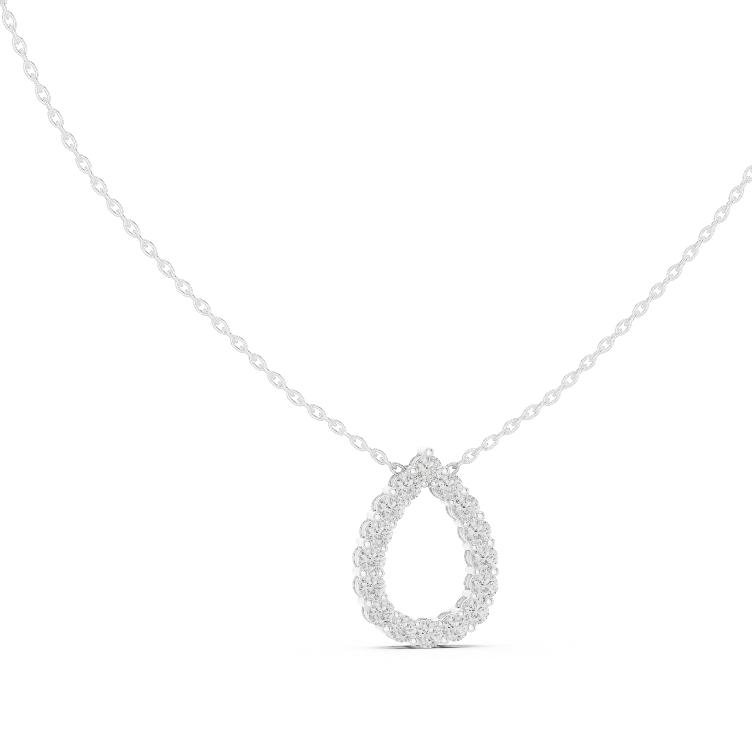 MJP34 - Open Pear Loop Diamond Pendant