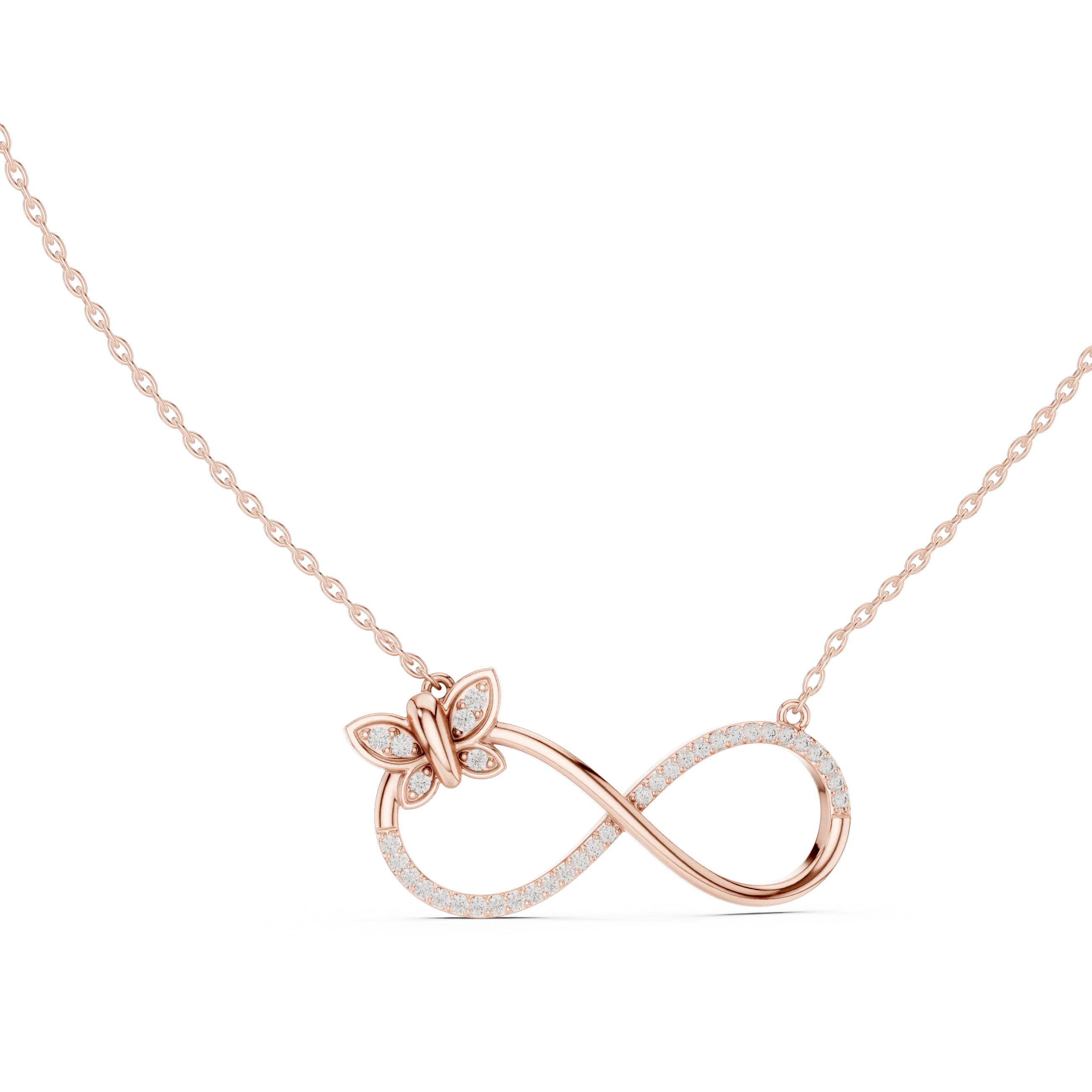 MJP53 - Fluttering Butterfly Infinity Loop Pendant