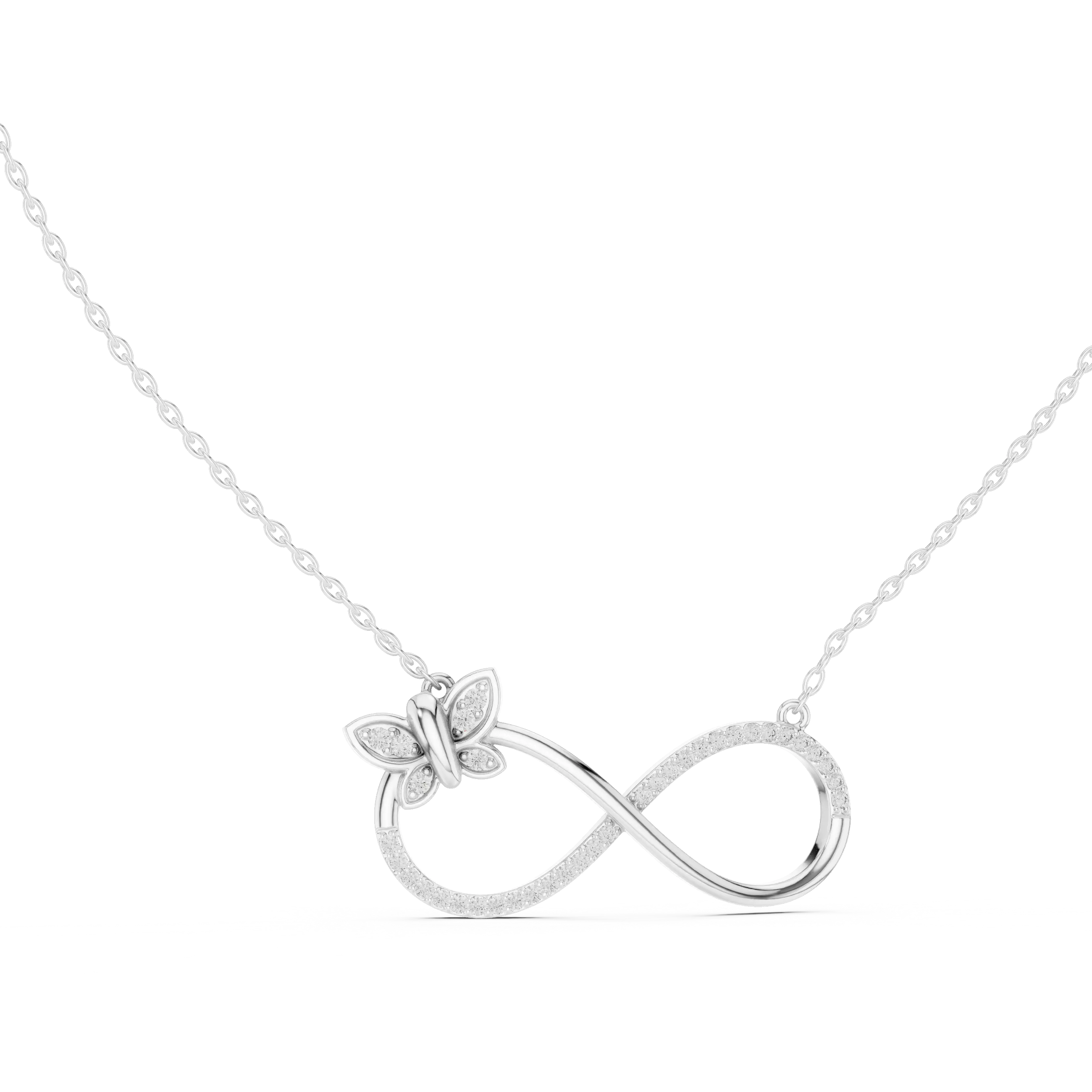 MJP53 - Fluttering Butterfly Infinity Loop Pendant