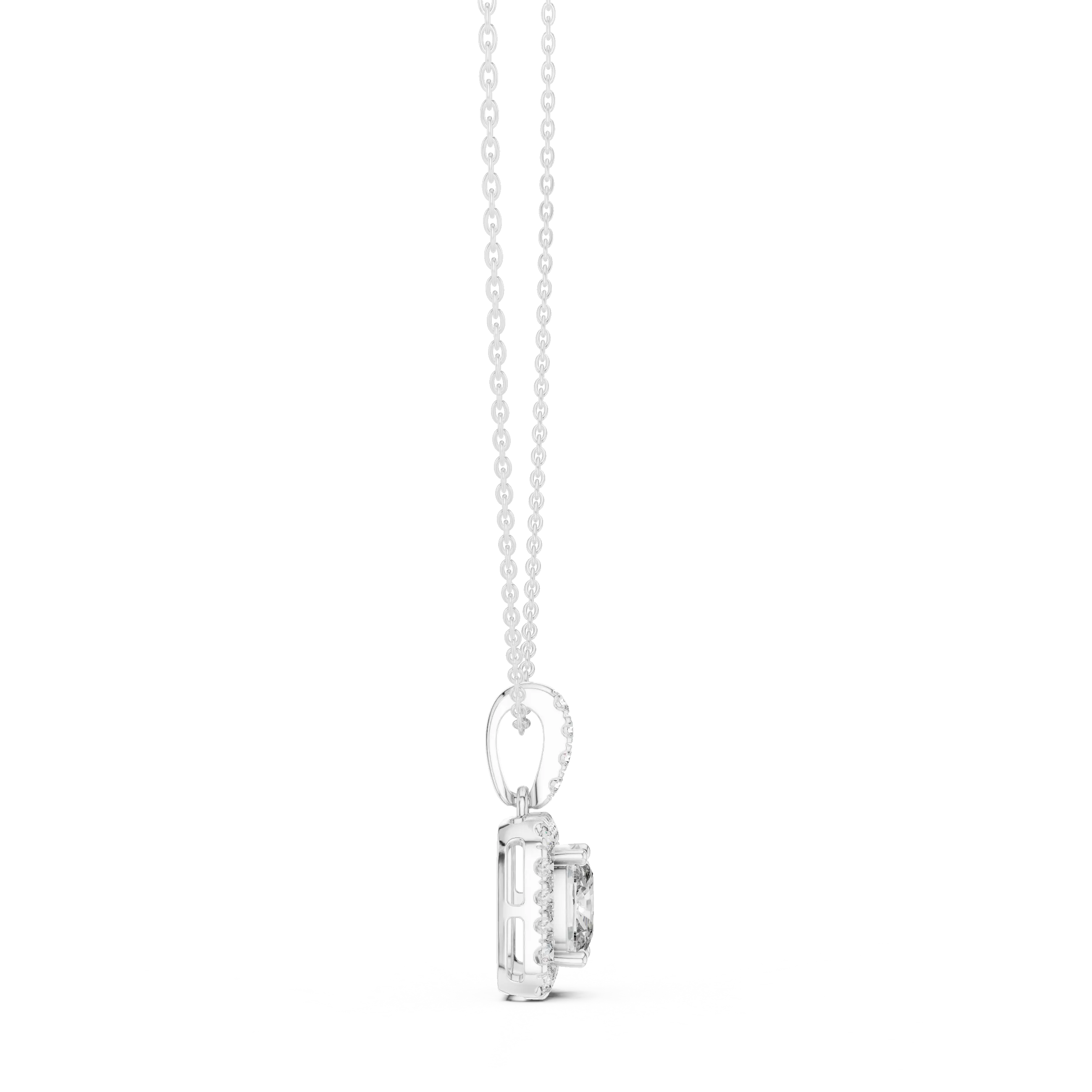 MJP37 - Cushion Halo Pavé Frame Pendant