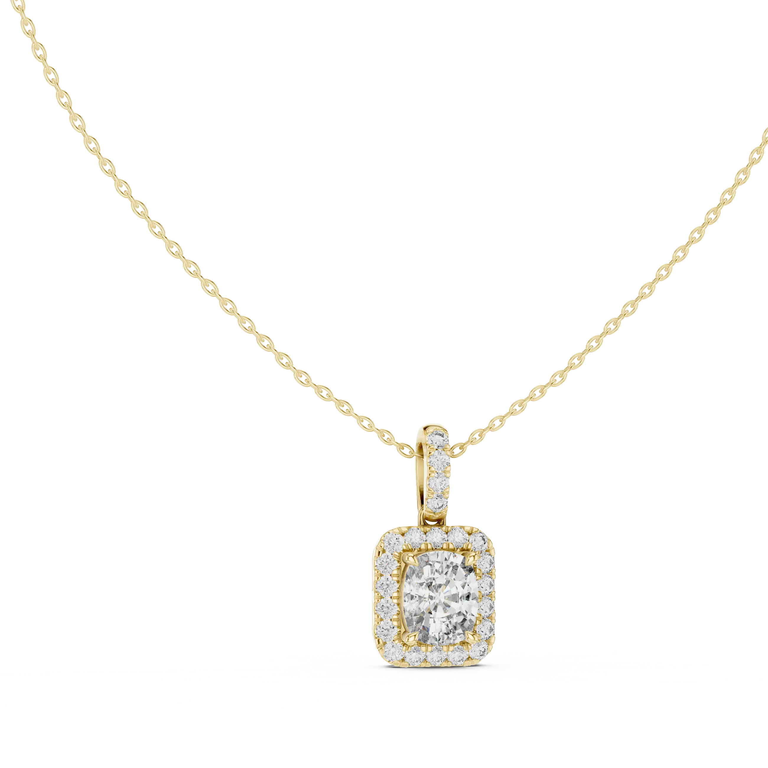 MJP37 - Cushion Halo Pavé Frame Pendant