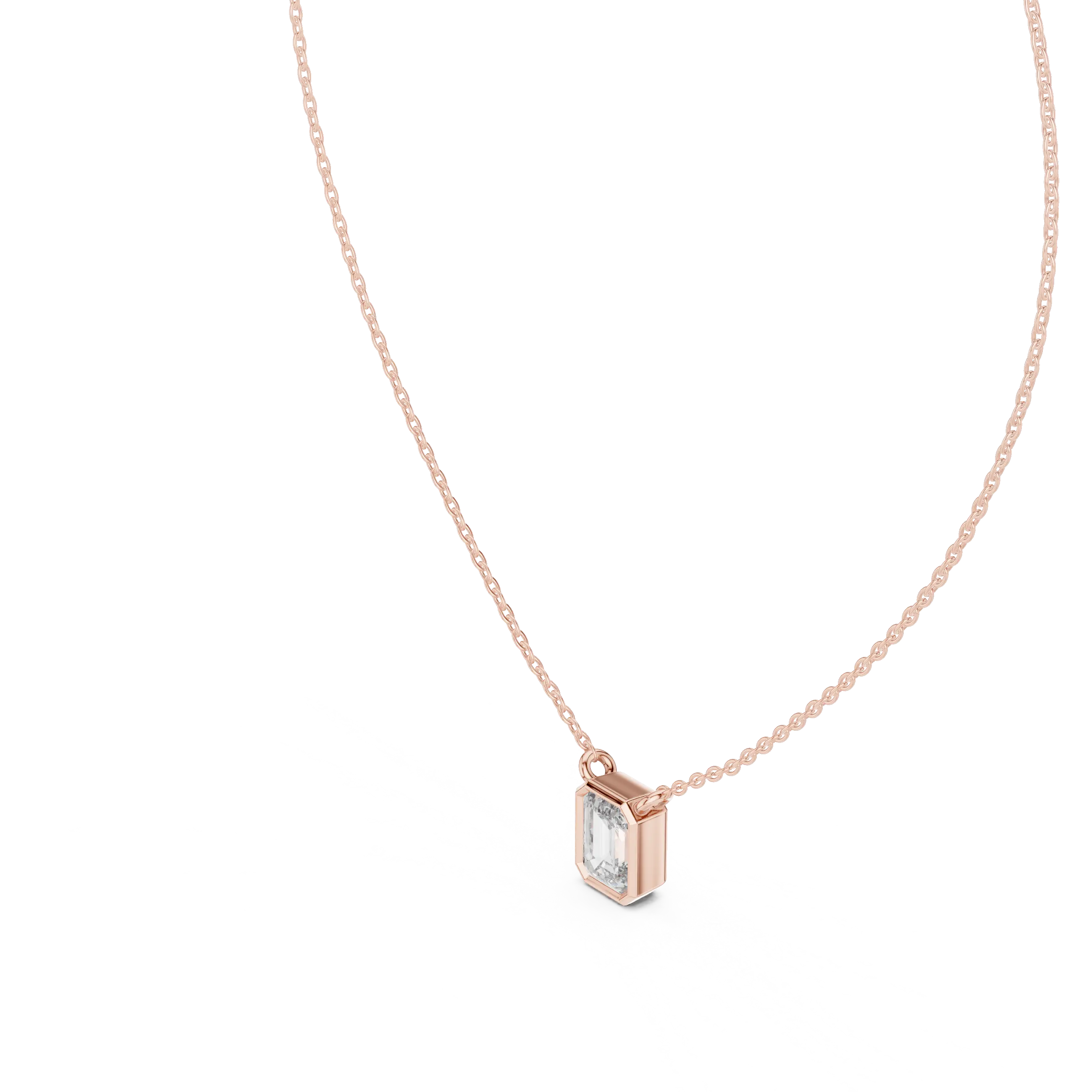 MJP38 - Bezel Solitaire Emerald-Cut Pendant
