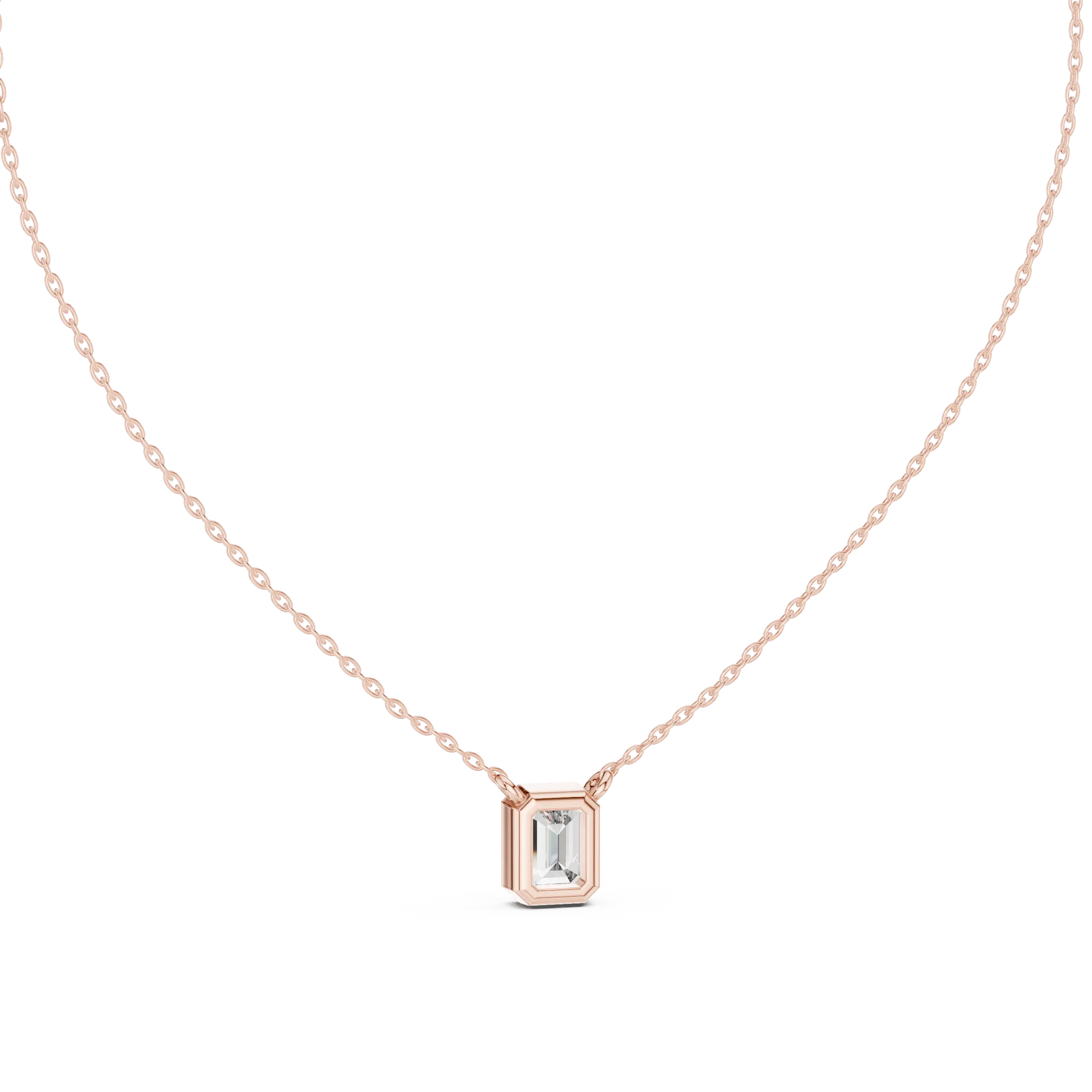 MJP38 - Bezel Solitaire Emerald-Cut Pendant