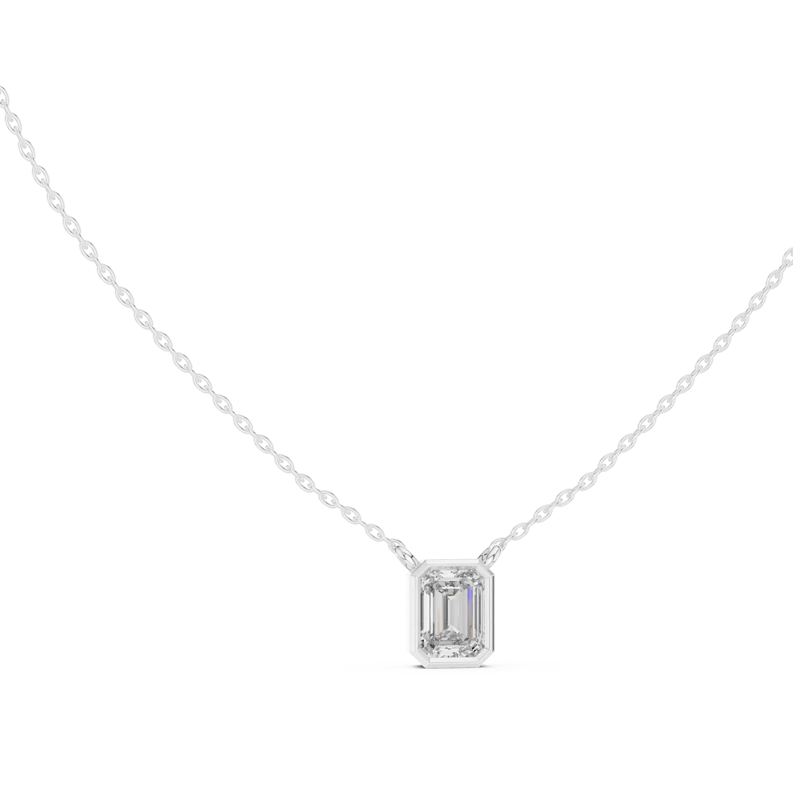MJP38 - Bezel Solitaire Emerald-Cut Pendant