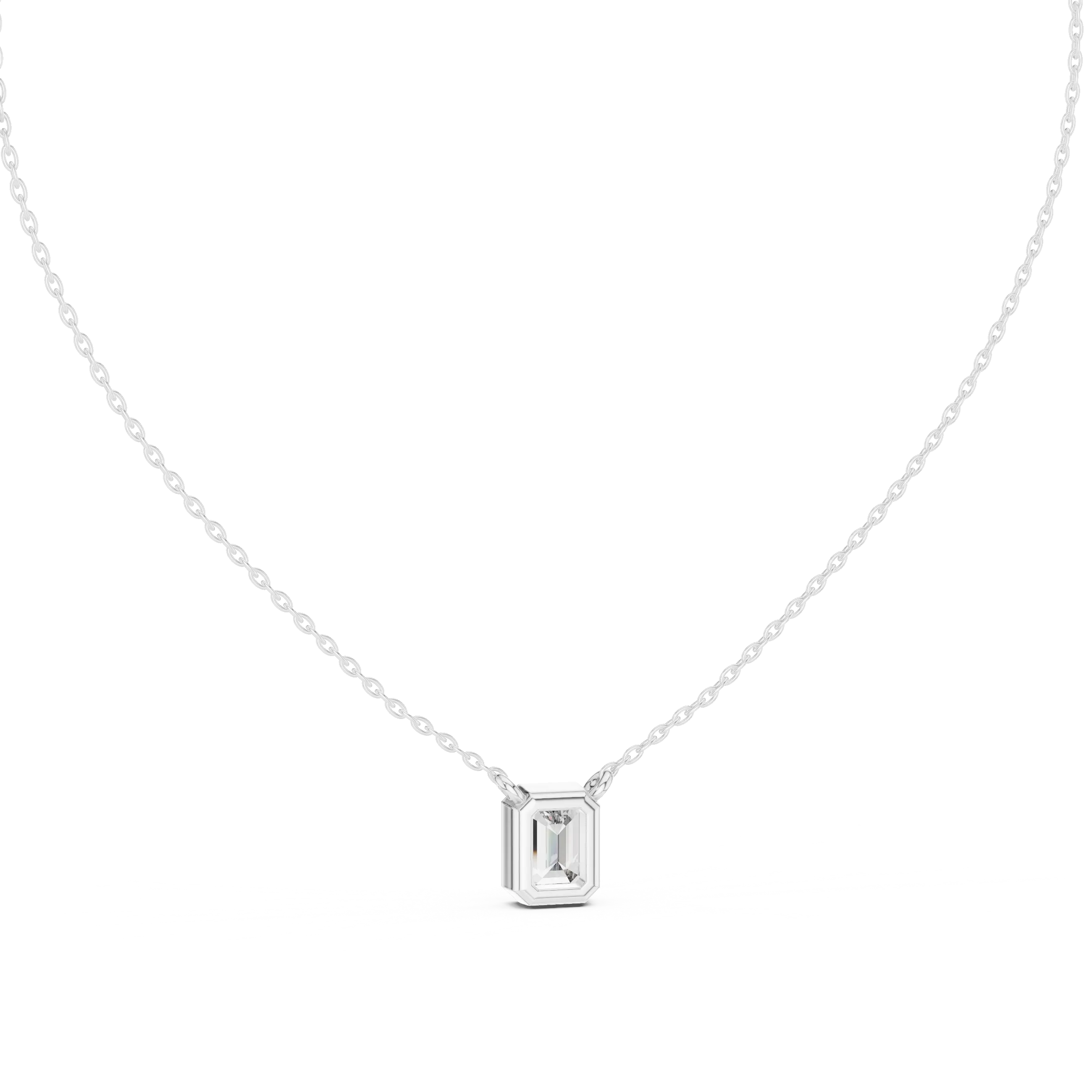MJP38 - Bezel Solitaire Emerald-Cut Pendant