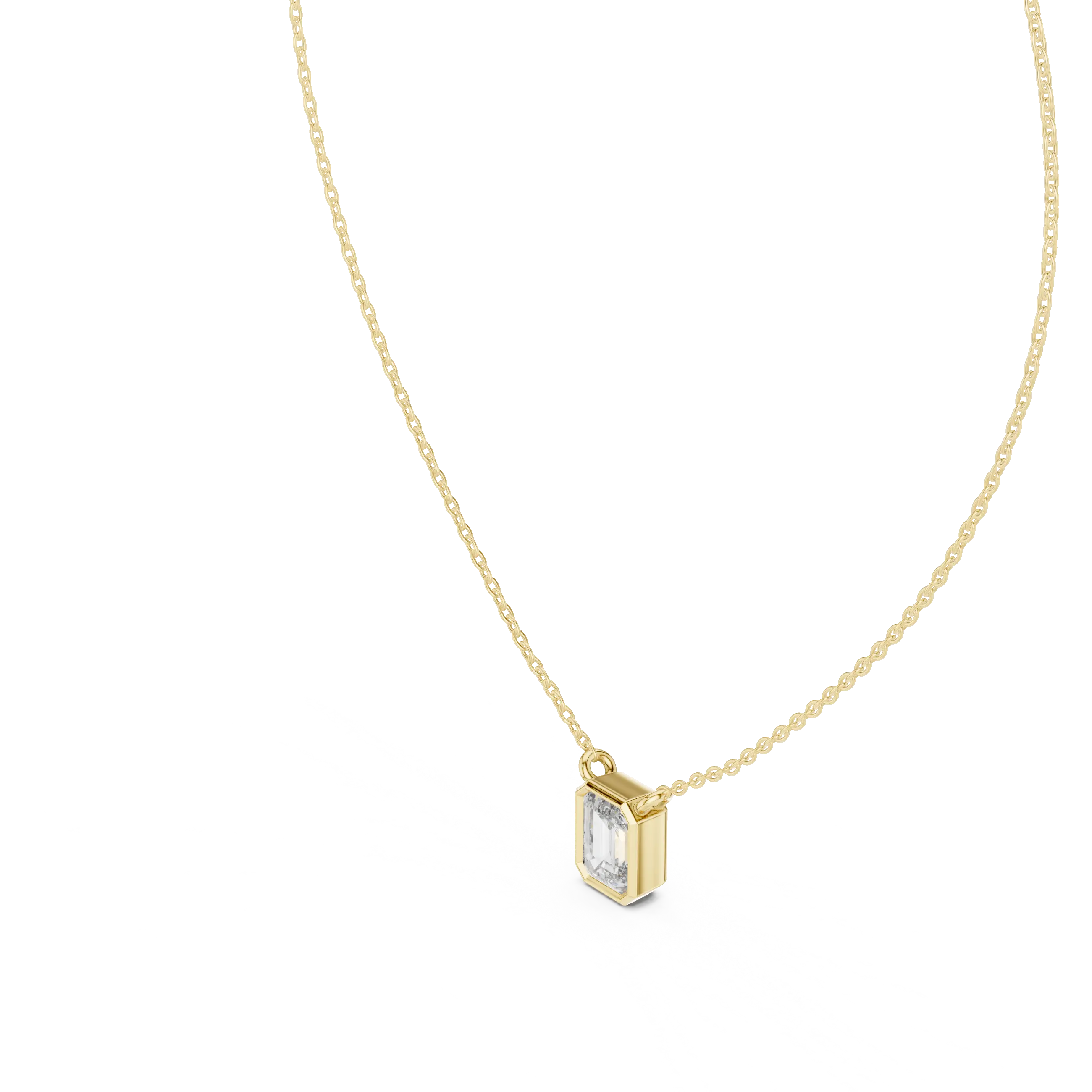MJP38 - Bezel Solitaire Emerald-Cut Pendant