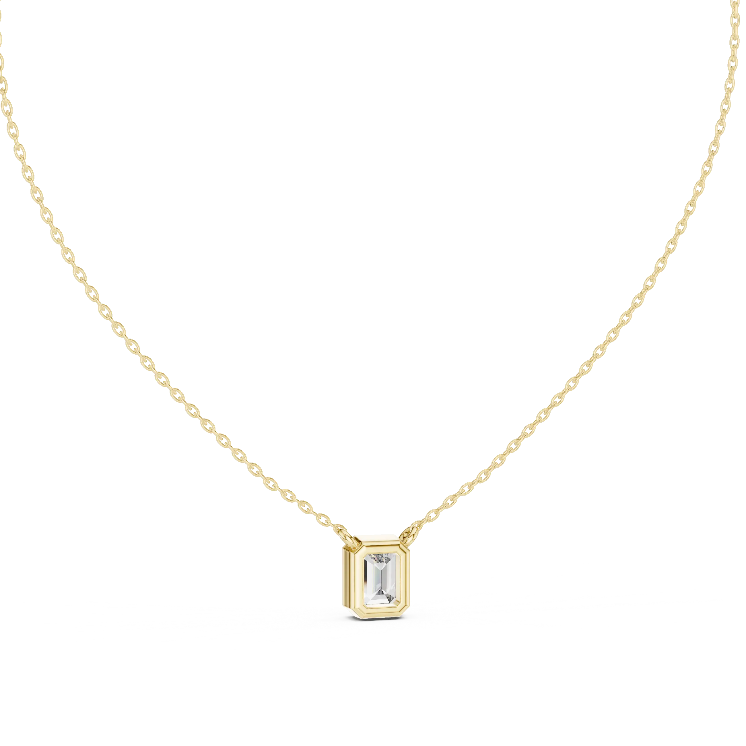 MJP38 - Bezel Solitaire Emerald-Cut Pendant
