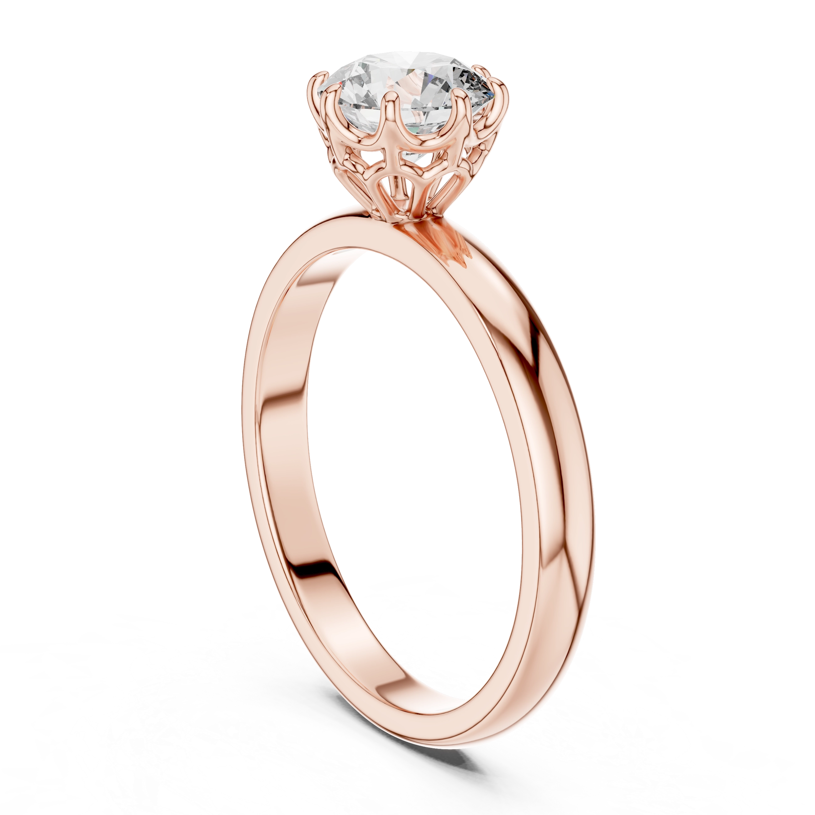 MJR002-Classic Round Solitaire Ring with 8-Prong Setting