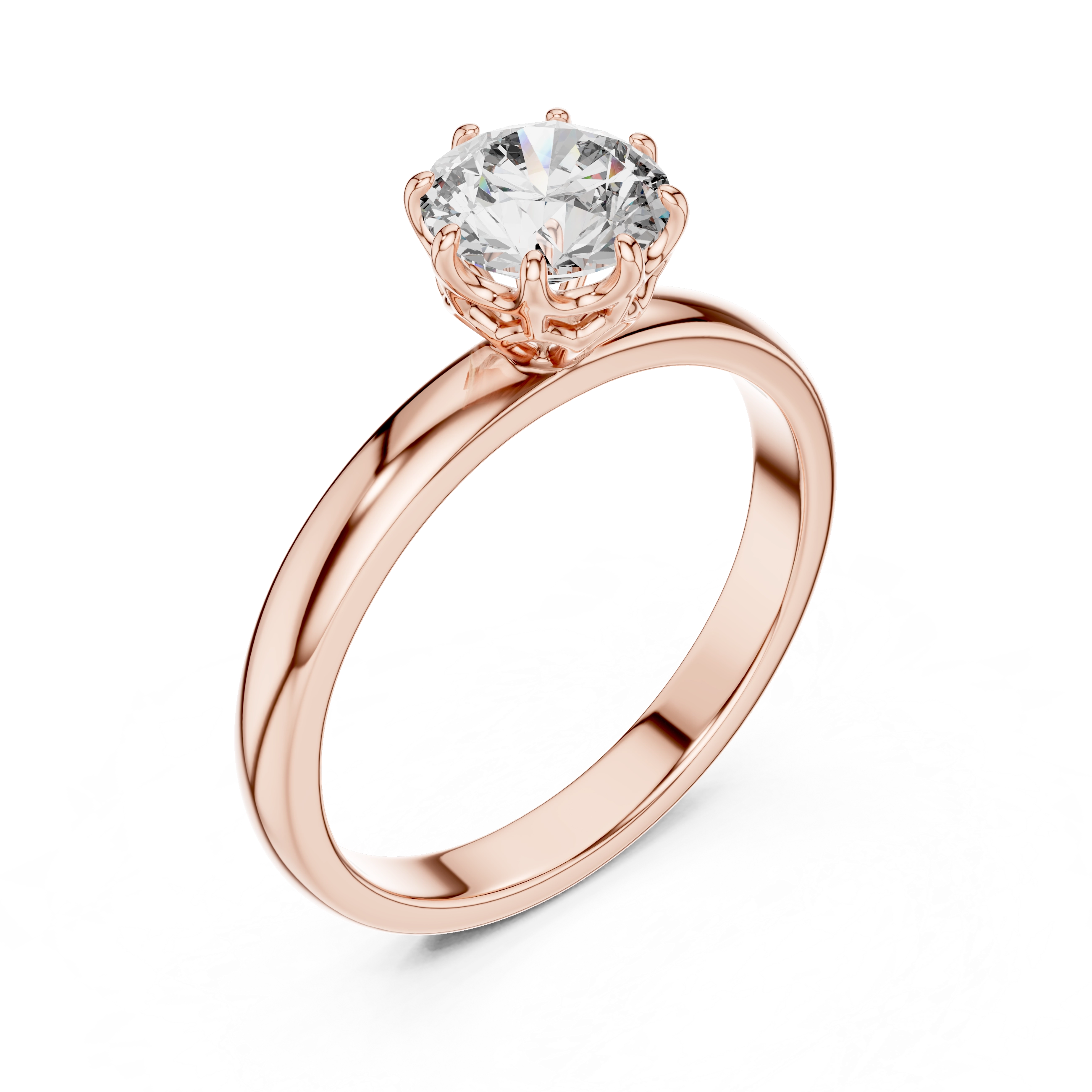 MJR002-Classic Round Solitaire Ring with 8-Prong Setting
