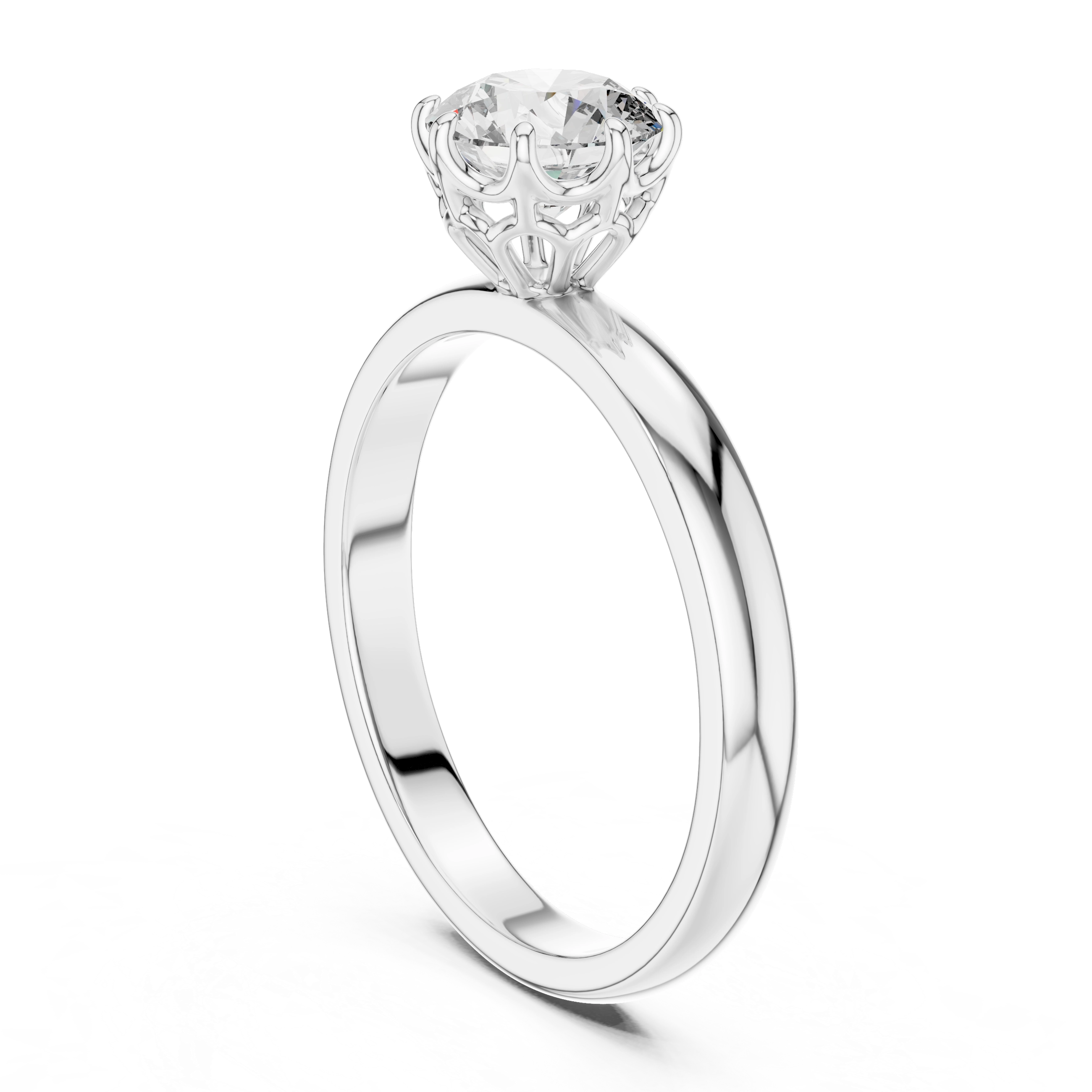 MJR002-Classic Round Solitaire Ring with 8-Prong Setting