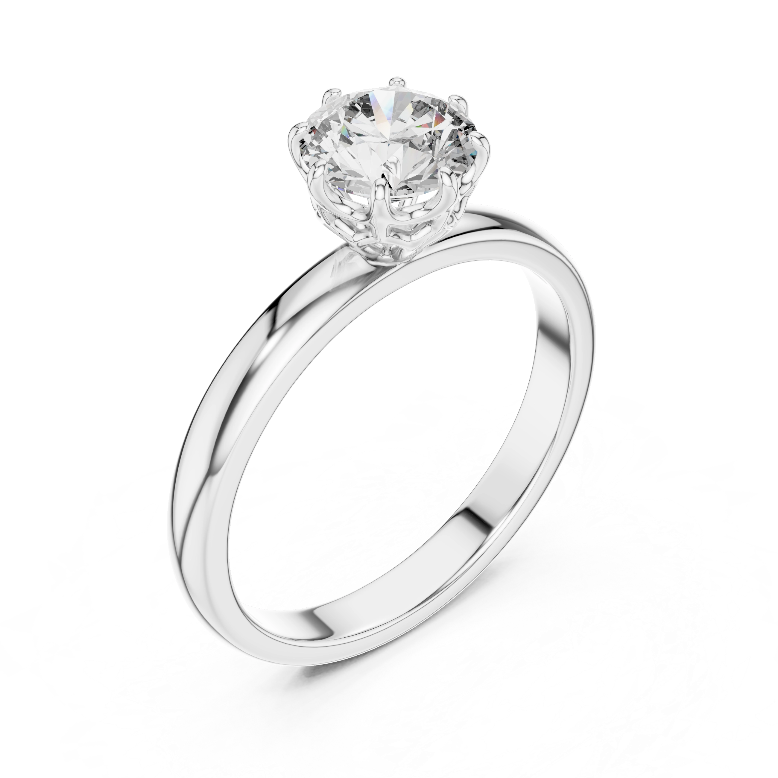 MJR002-Classic Round Solitaire Ring with 8-Prong Setting