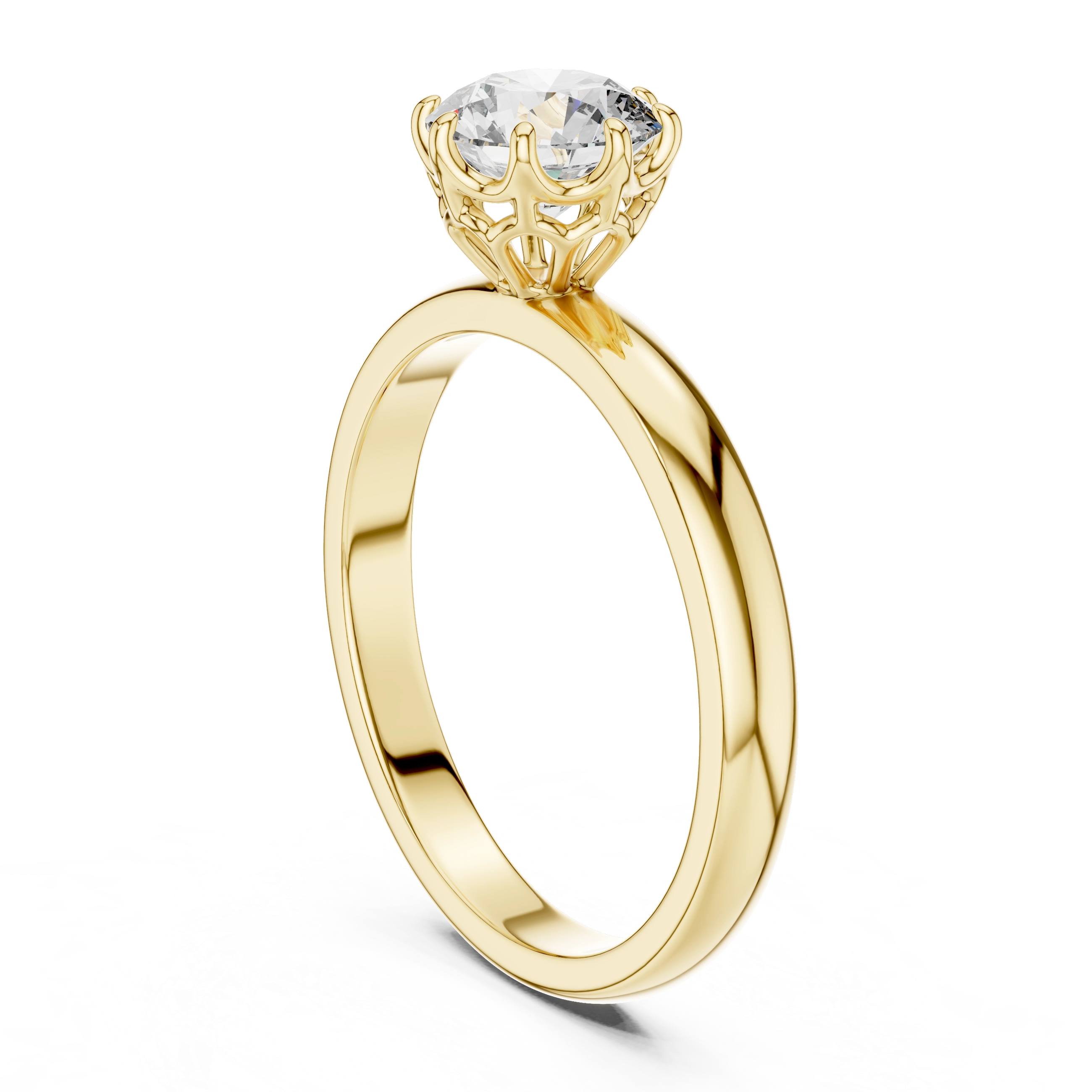 MJR002-Classic Round Solitaire Ring with 8-Prong Setting