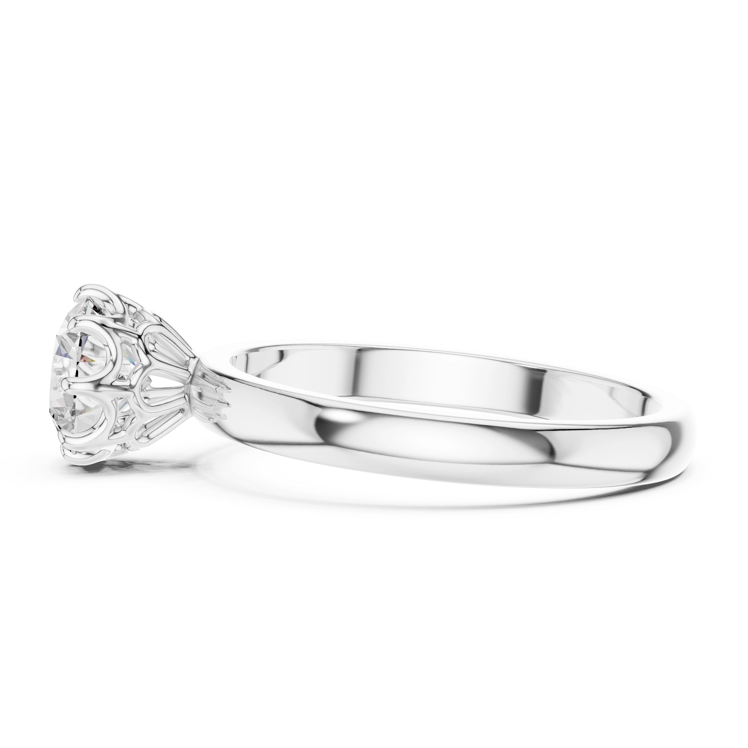 MJR002-Classic Round Solitaire Ring with 8-Prong Setting