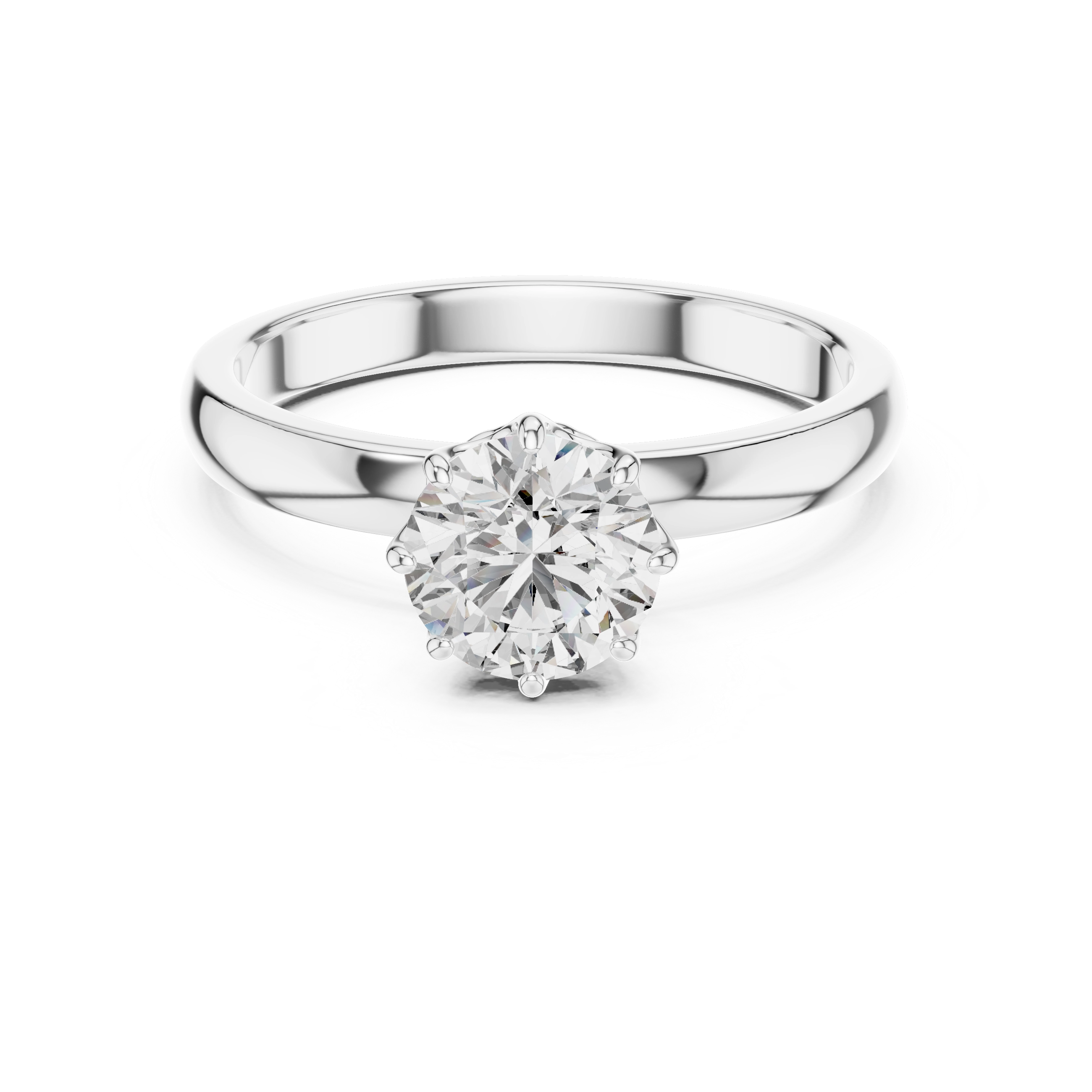 MJR002-Classic Round Solitaire Ring with 8-Prong Setting