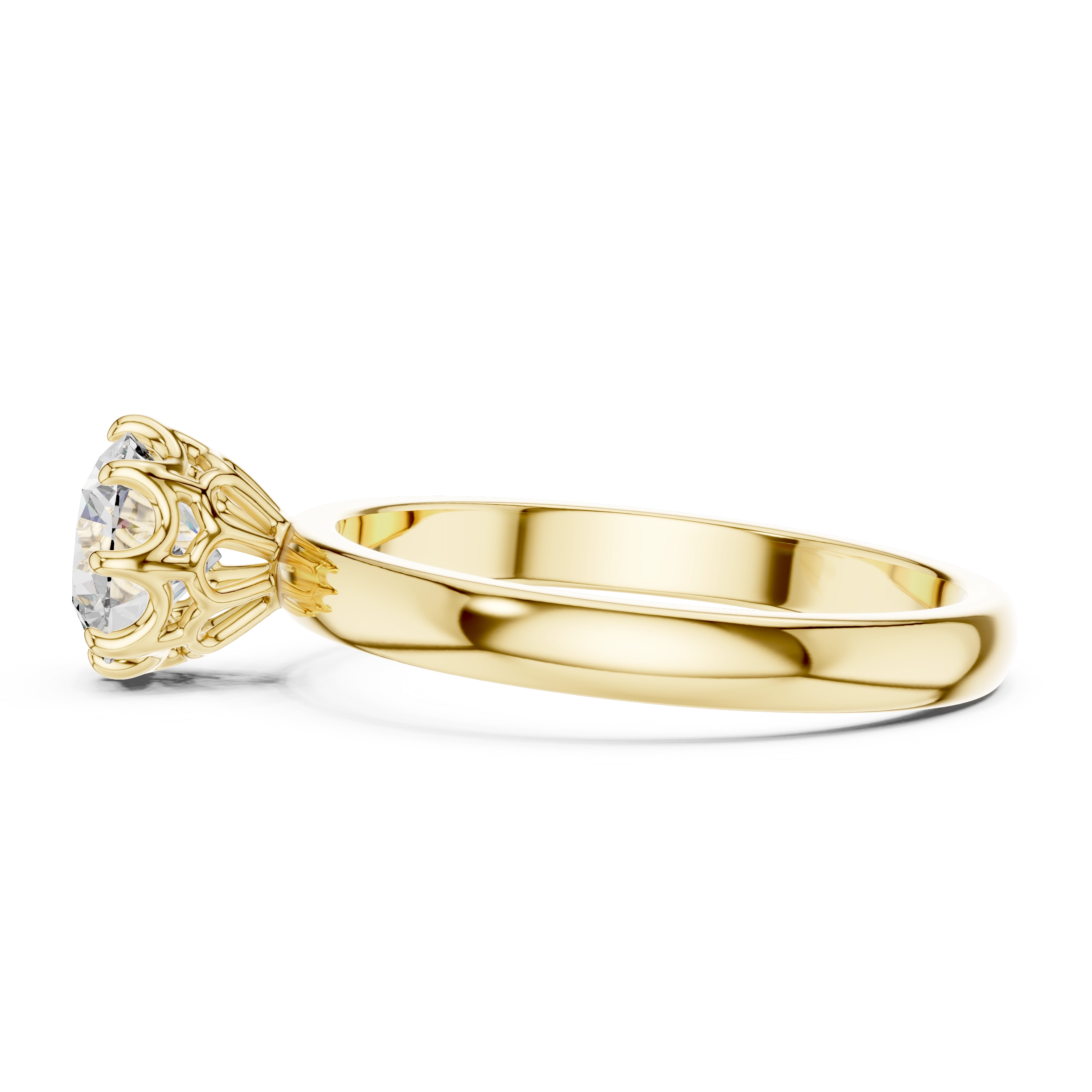 MJR002-Classic Round Solitaire Ring with 8-Prong Setting