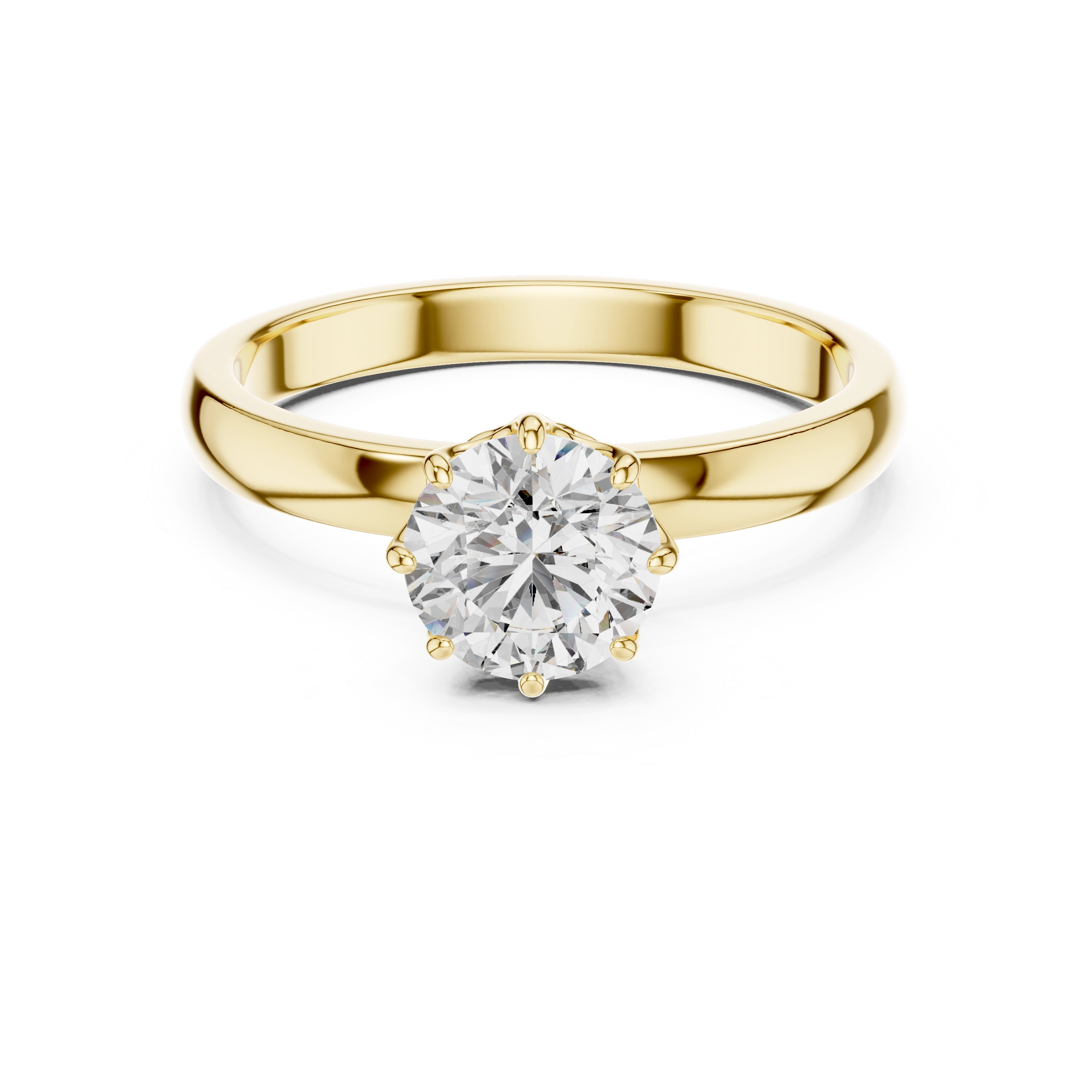 MJR002-Classic Round Solitaire Ring with 8-Prong Setting