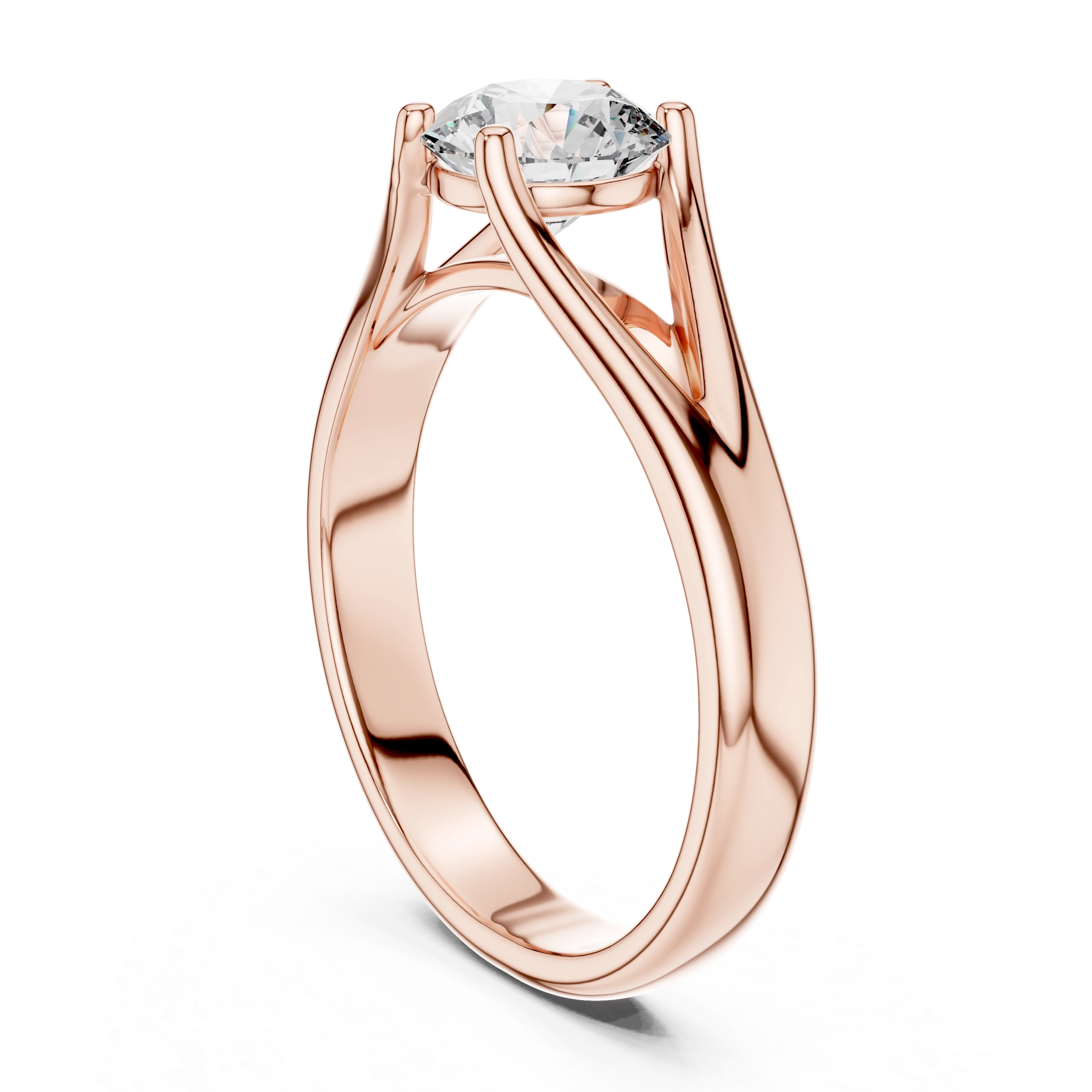 MJR003-Modern Round Solitaire Ring with Split Band