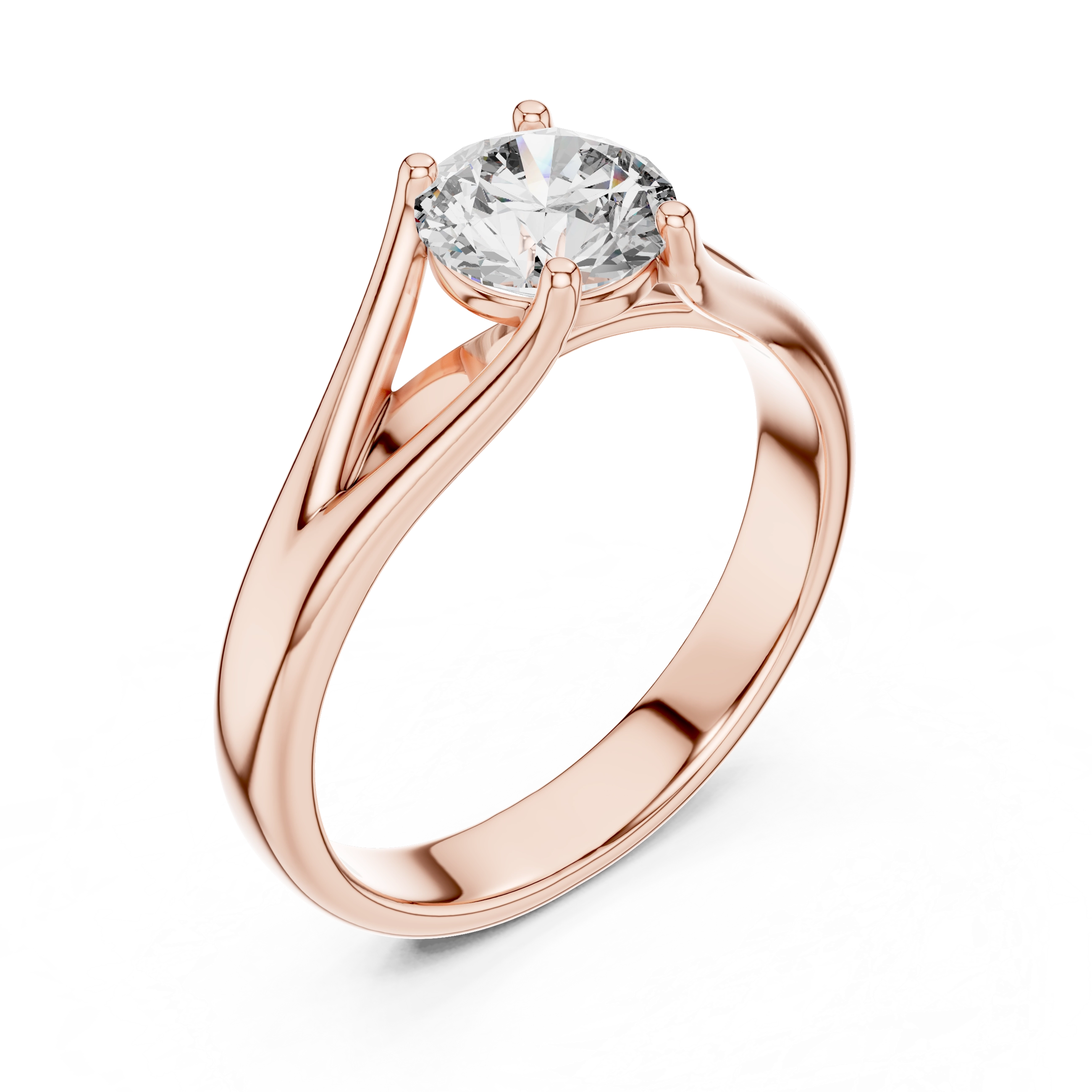 MJR003-Modern Round Solitaire Ring with Split Band