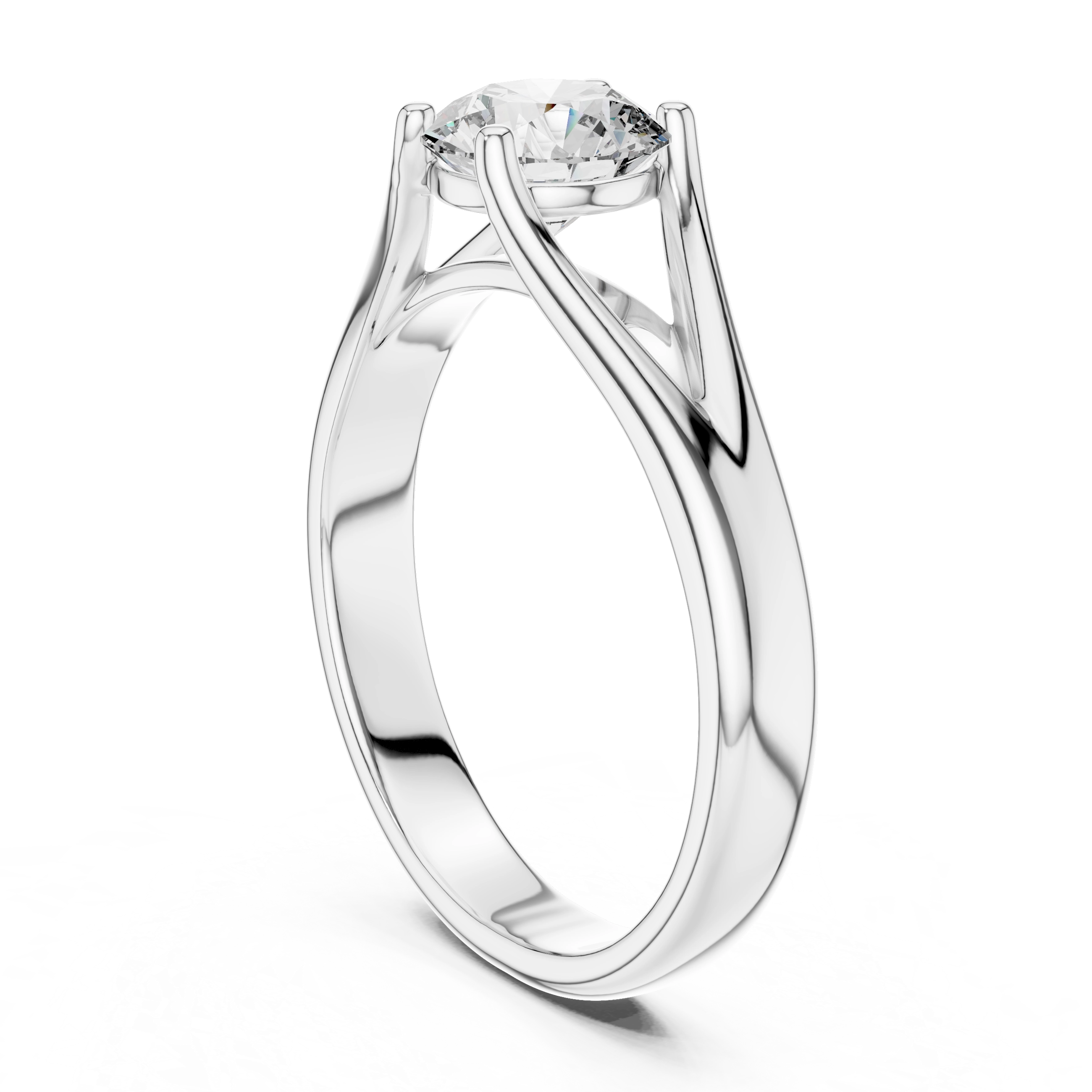 MJR003-Modern Round Solitaire Ring with Split Band