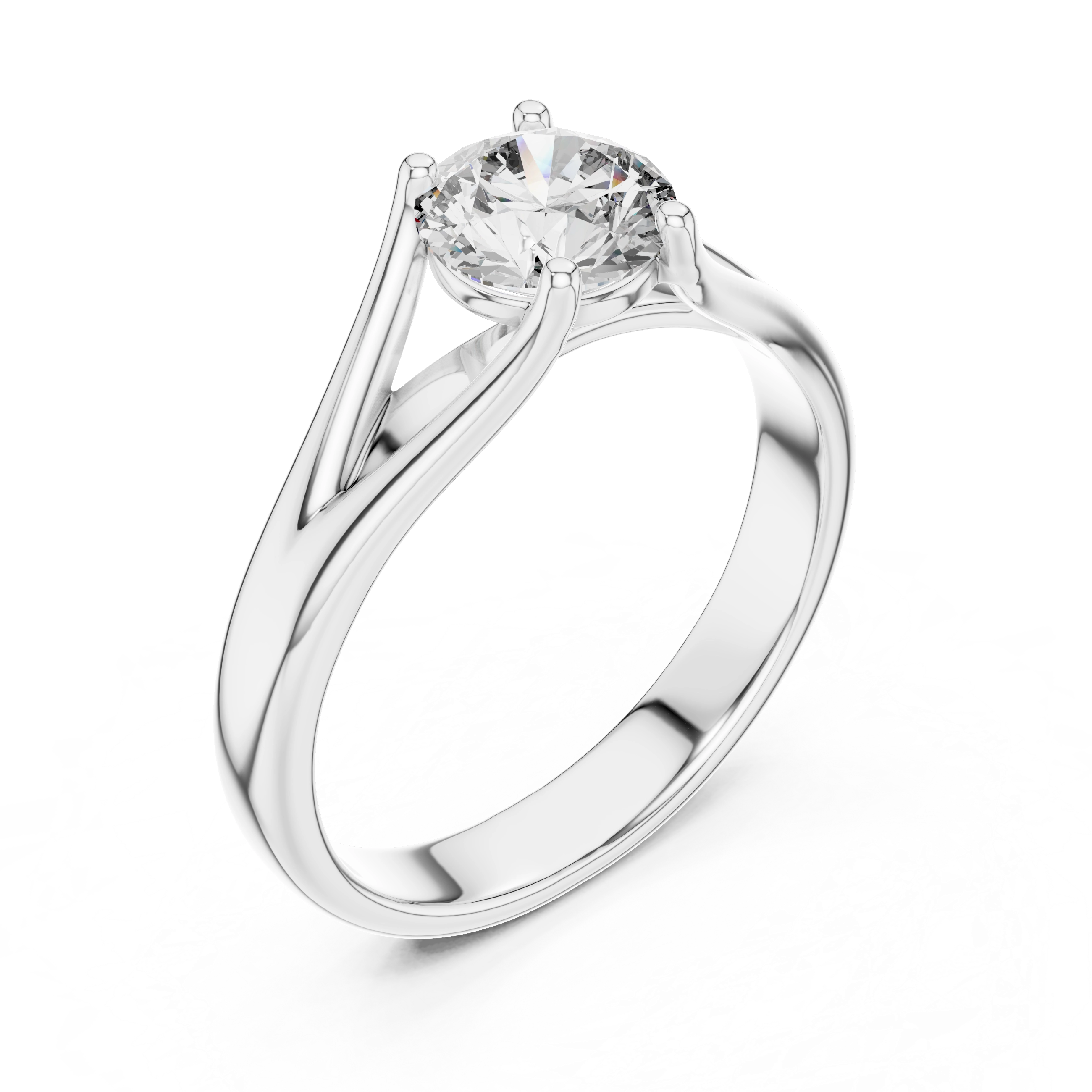 MJR003-Modern Round Solitaire Ring with Split Band