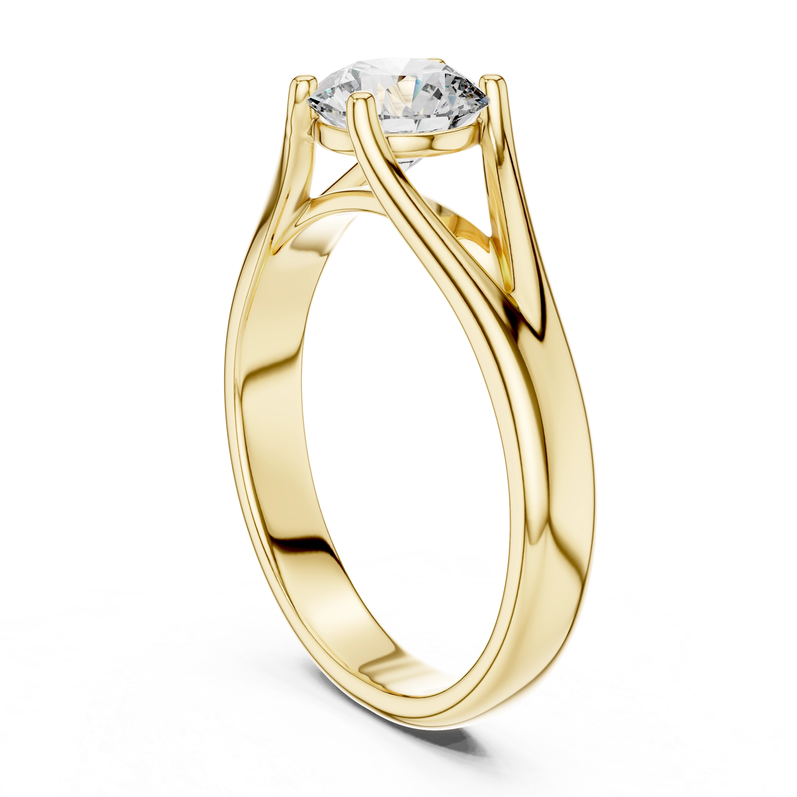 MJR003-Modern Round Solitaire Ring with Split Band