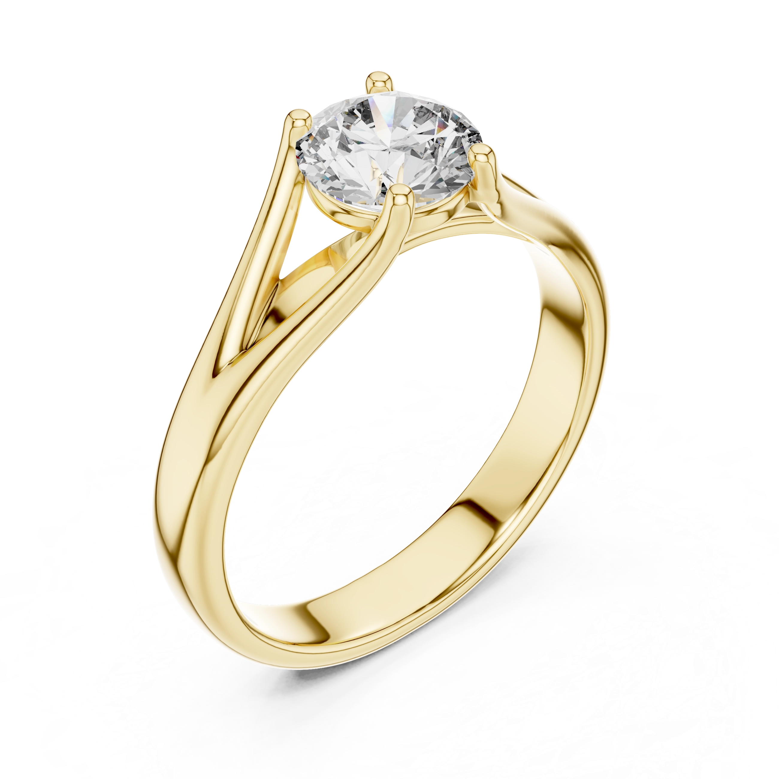 MJR003-Modern Round Solitaire Ring with Split Band