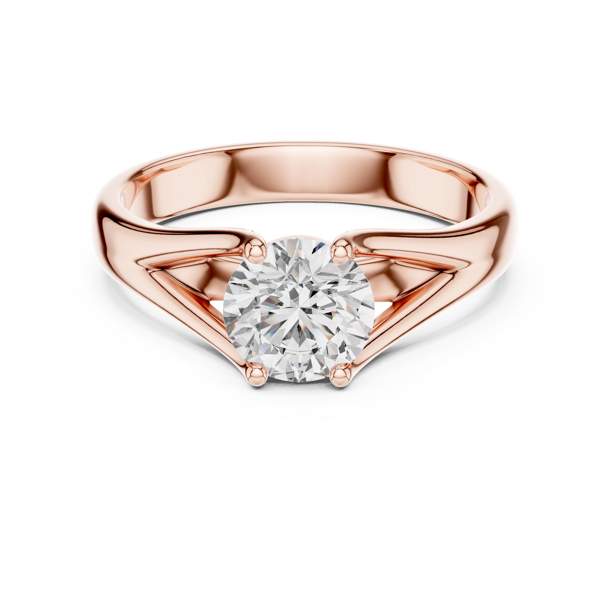 MJR003-Modern Round Solitaire Ring with Split Band