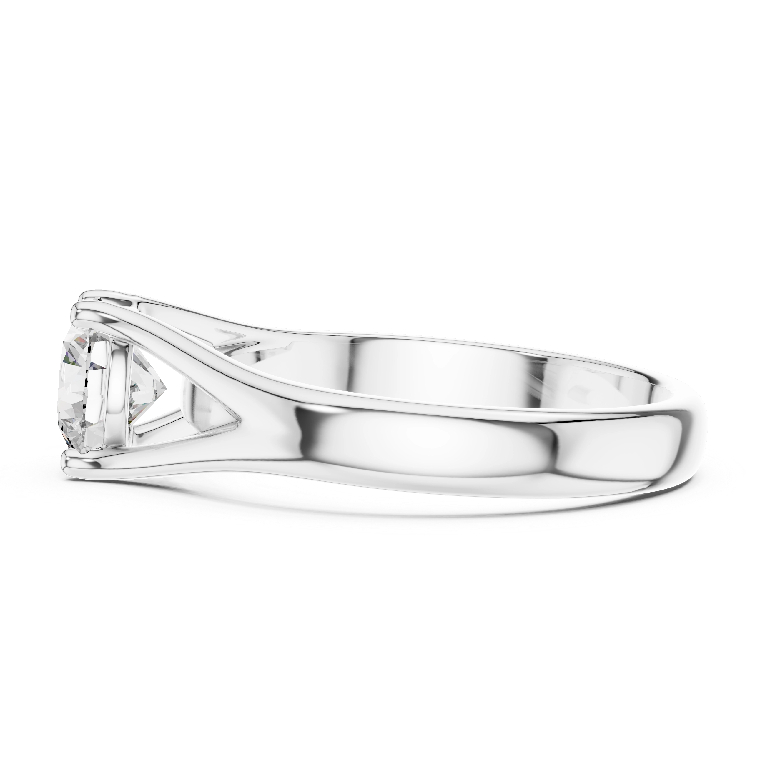 MJR003-Modern Round Solitaire Ring with Split Band
