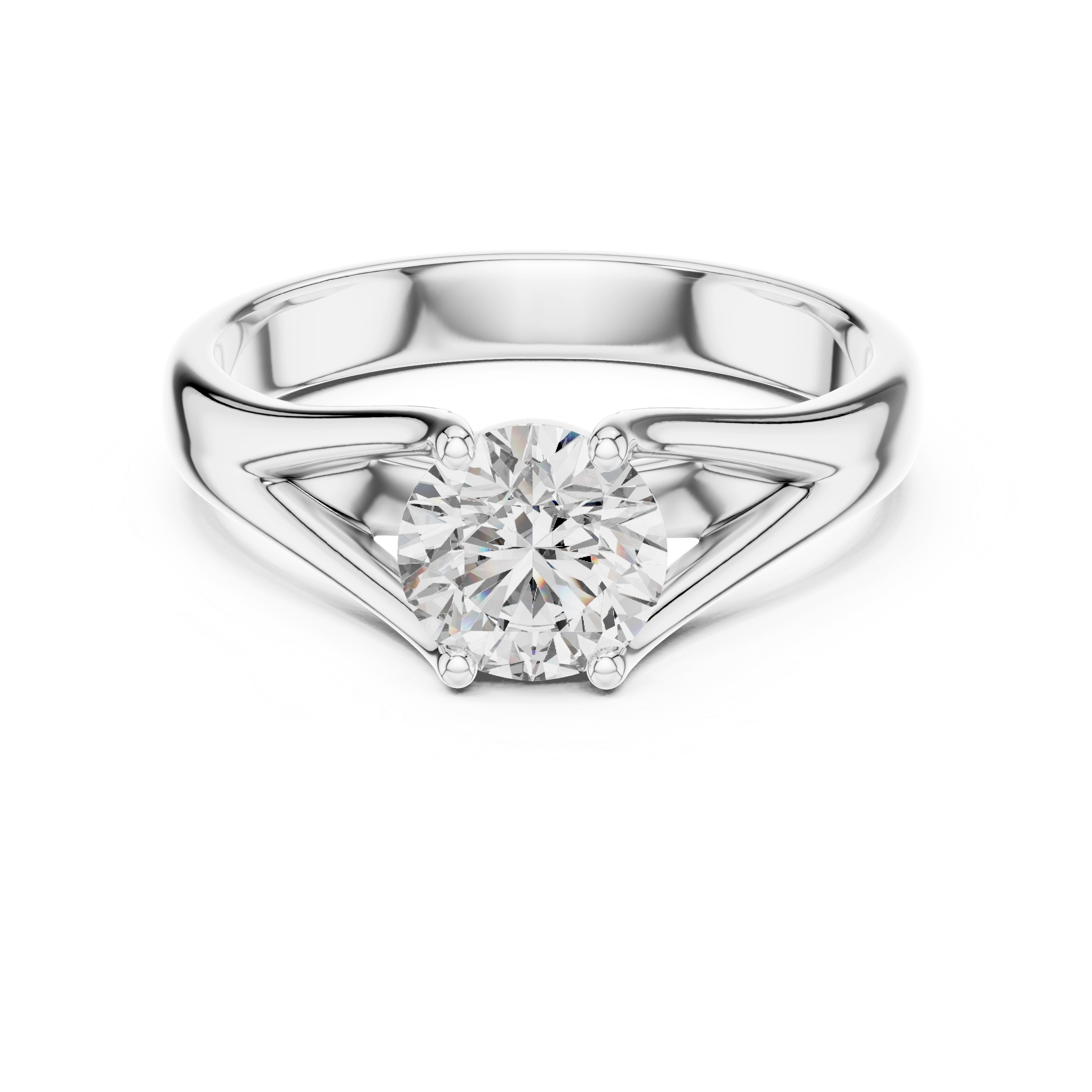MJR003-Modern Round Solitaire Ring with Split Band
