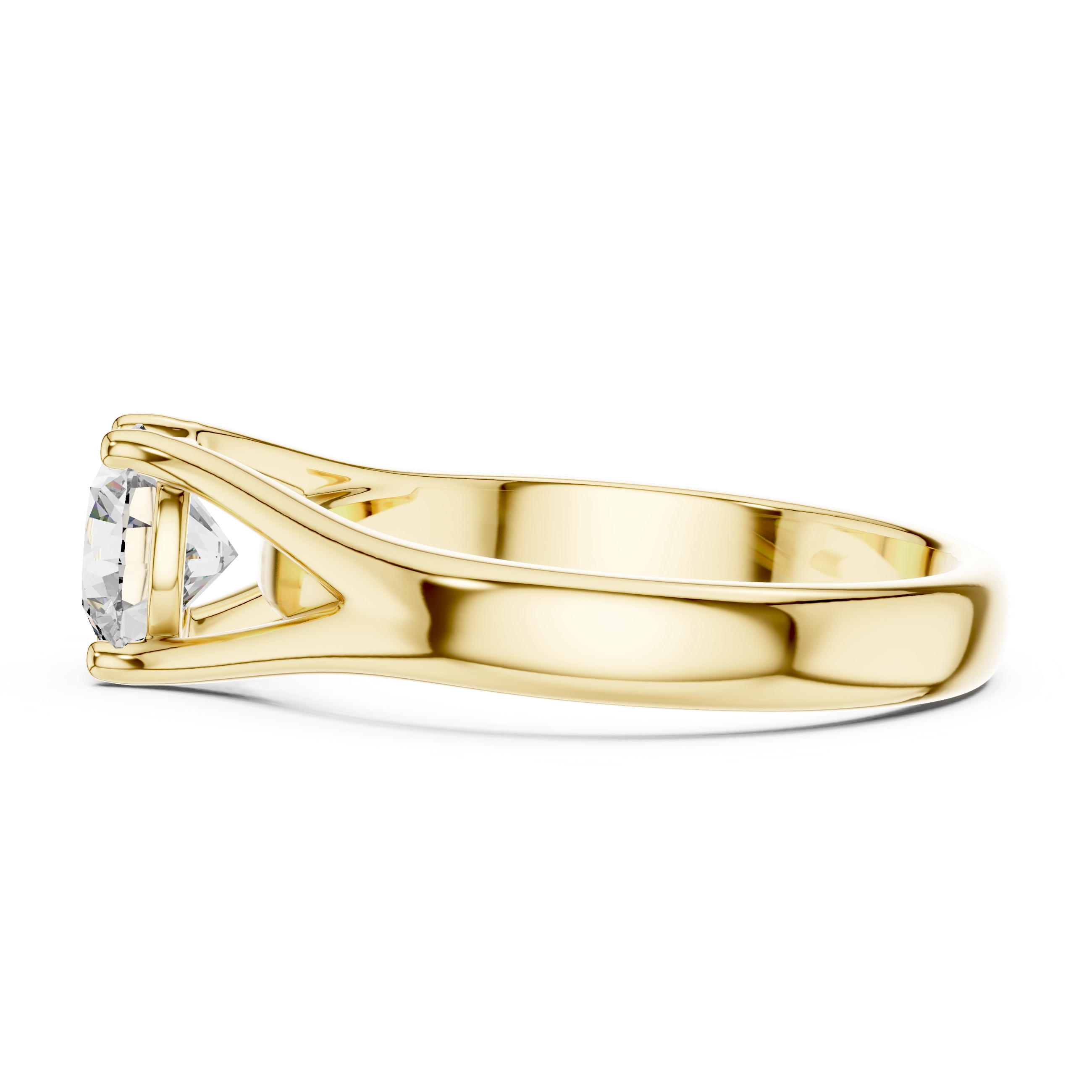 MJR003-Modern Round Solitaire Ring with Split Band