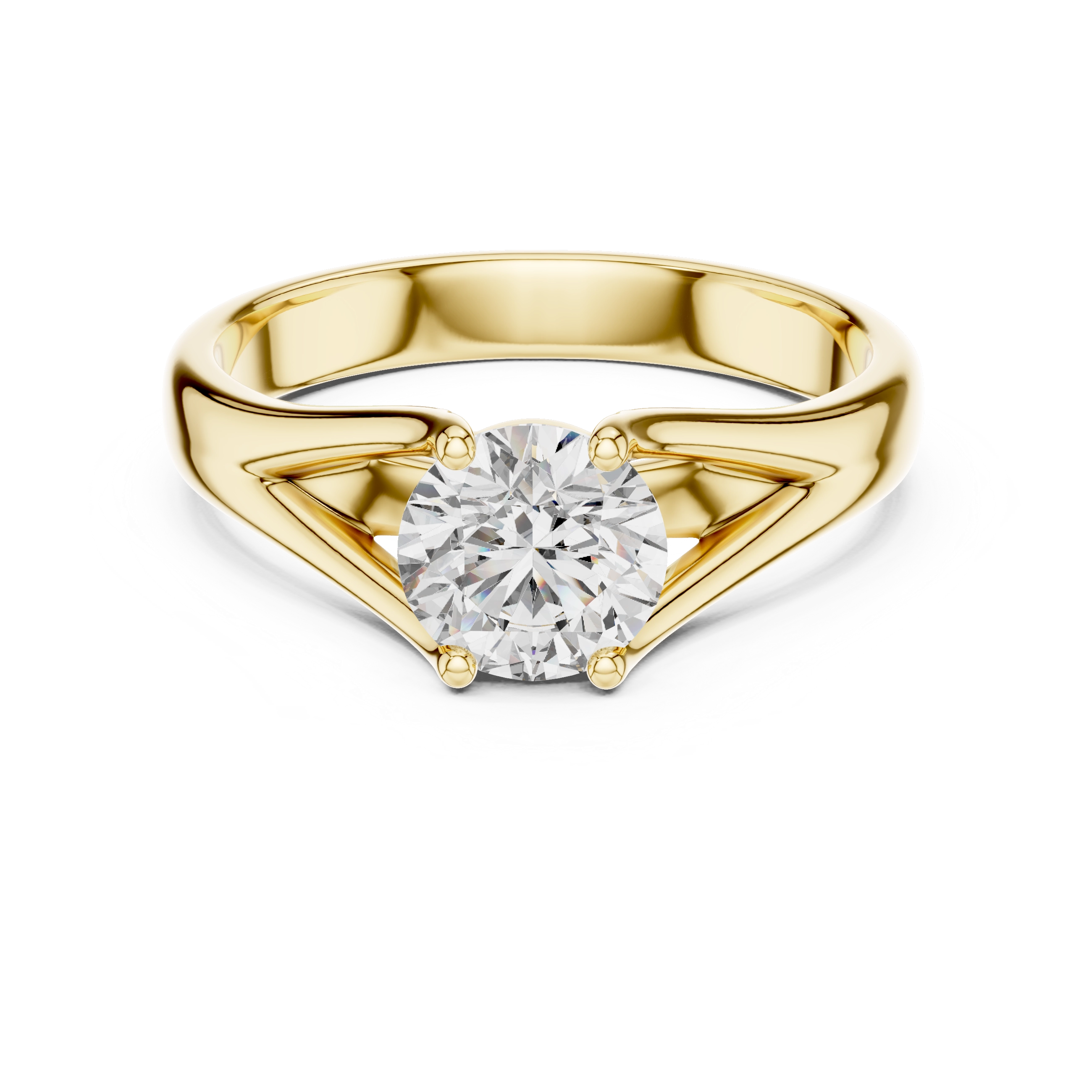 MJR003-Modern Round Solitaire Ring with Split Band