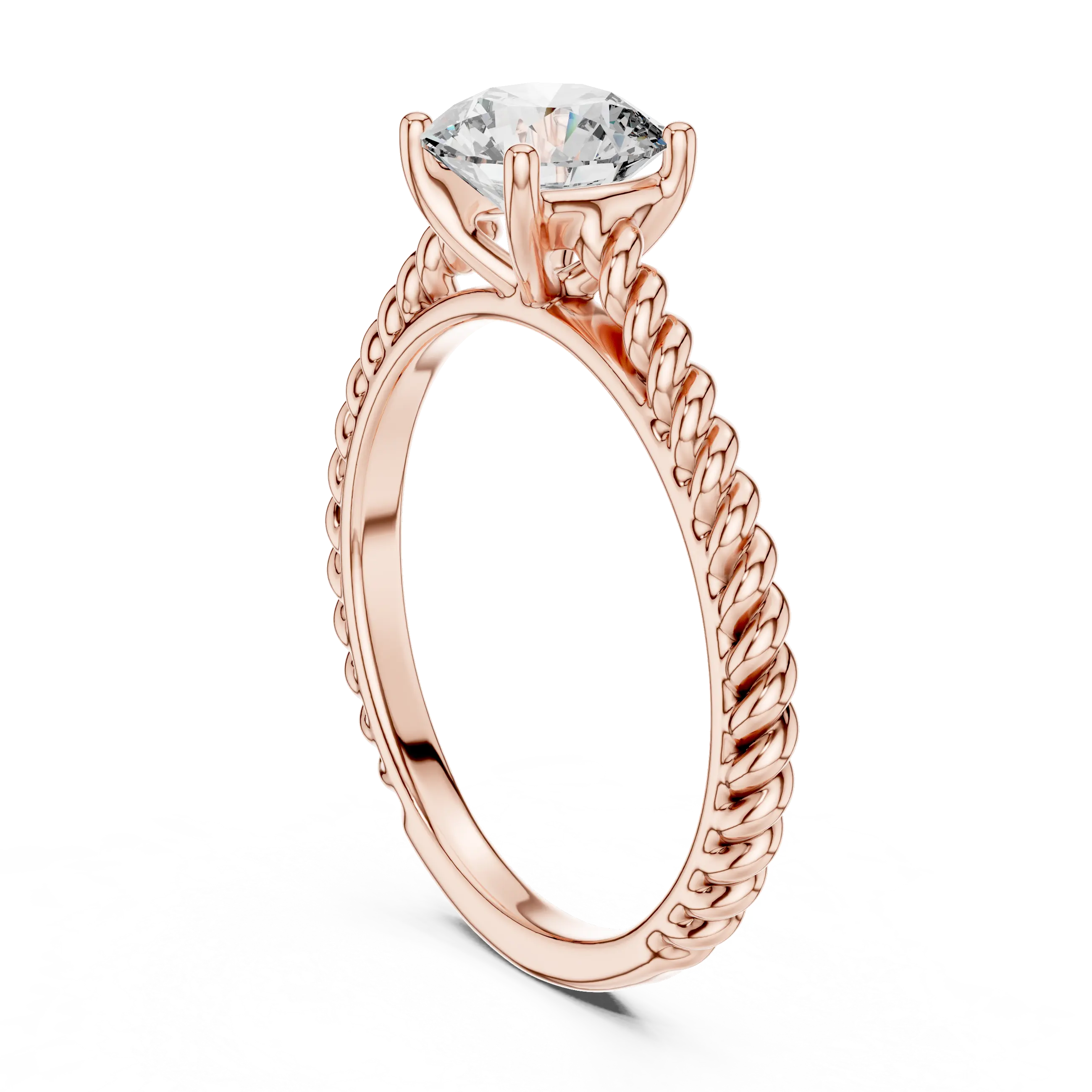 MJR004-Round Brilliant Solitaire Twisted Band Ring