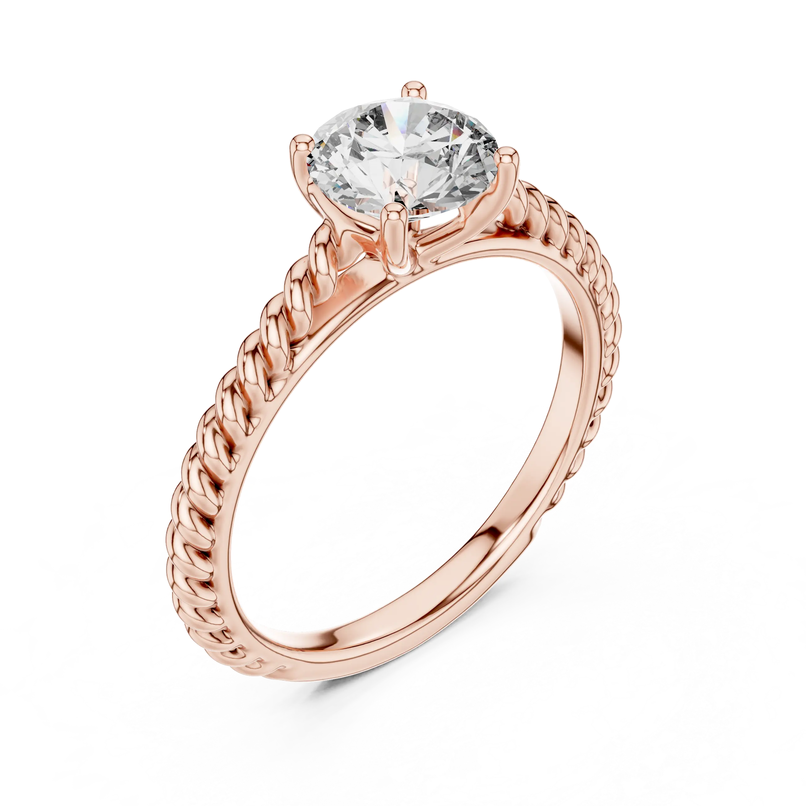 MJR004-Round Brilliant Solitaire Twisted Band Ring