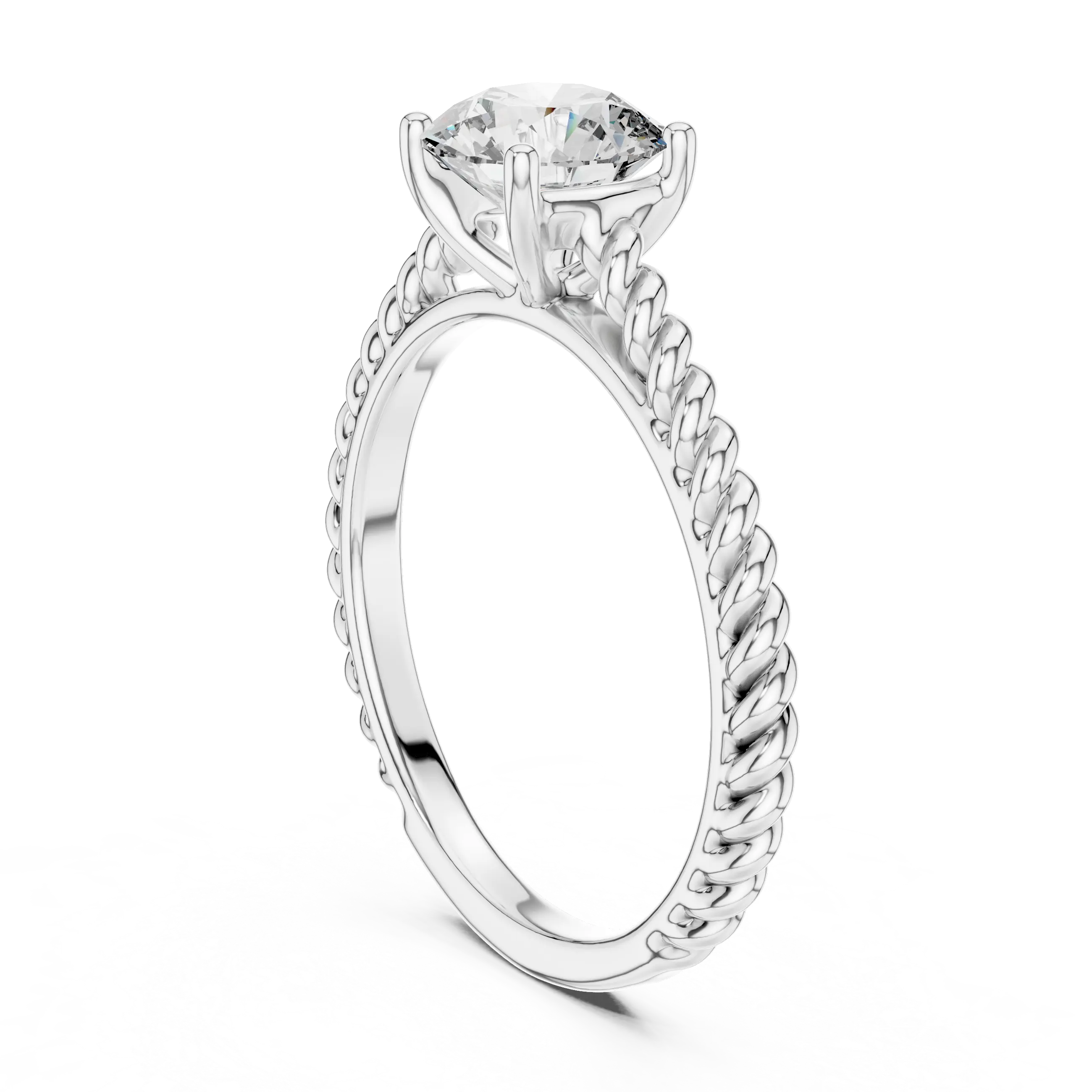 MJR004-Round Brilliant Solitaire Twisted Band Ring