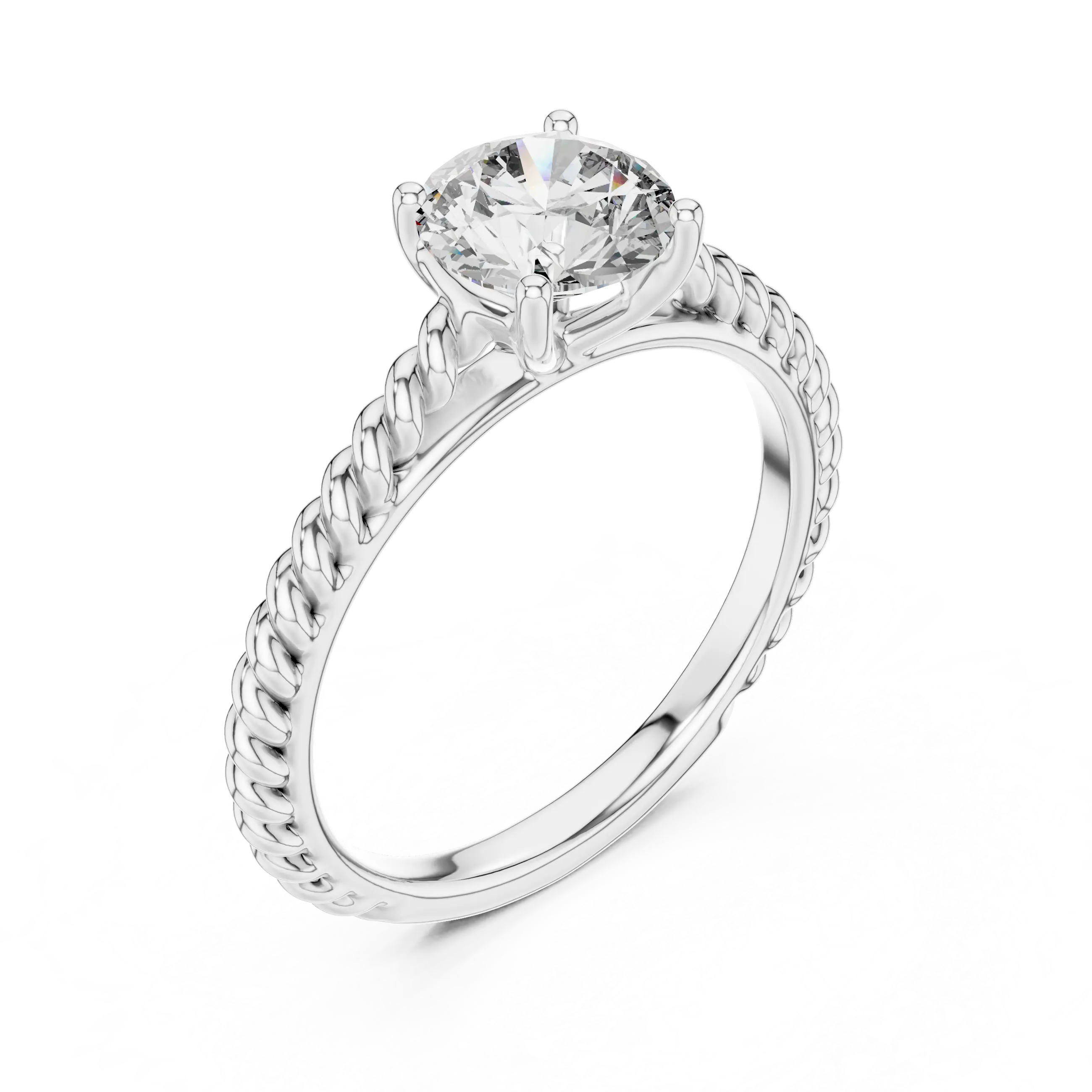 MJR004-Round Brilliant Solitaire Twisted Band Ring