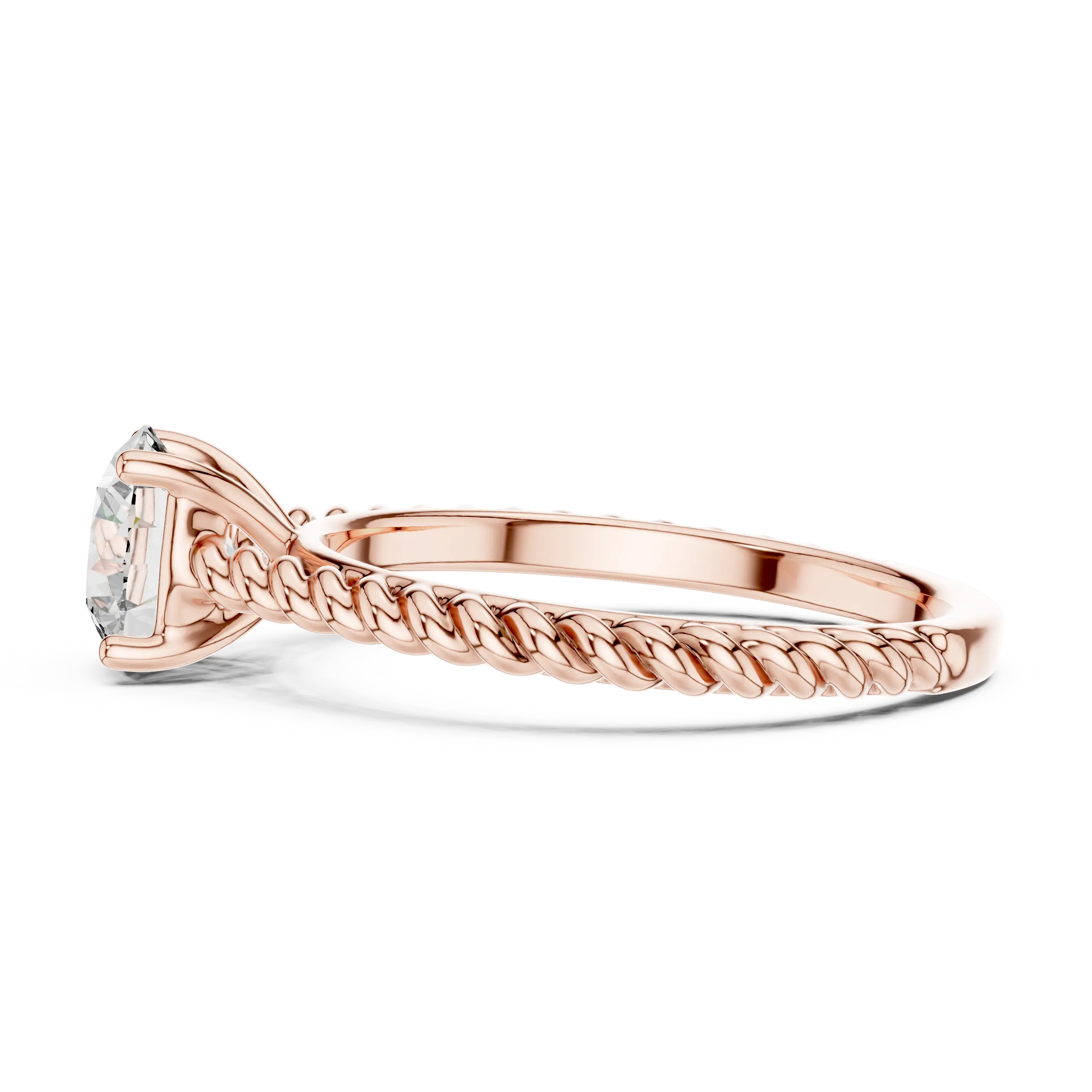 MJR004-Round Brilliant Solitaire Twisted Band Ring