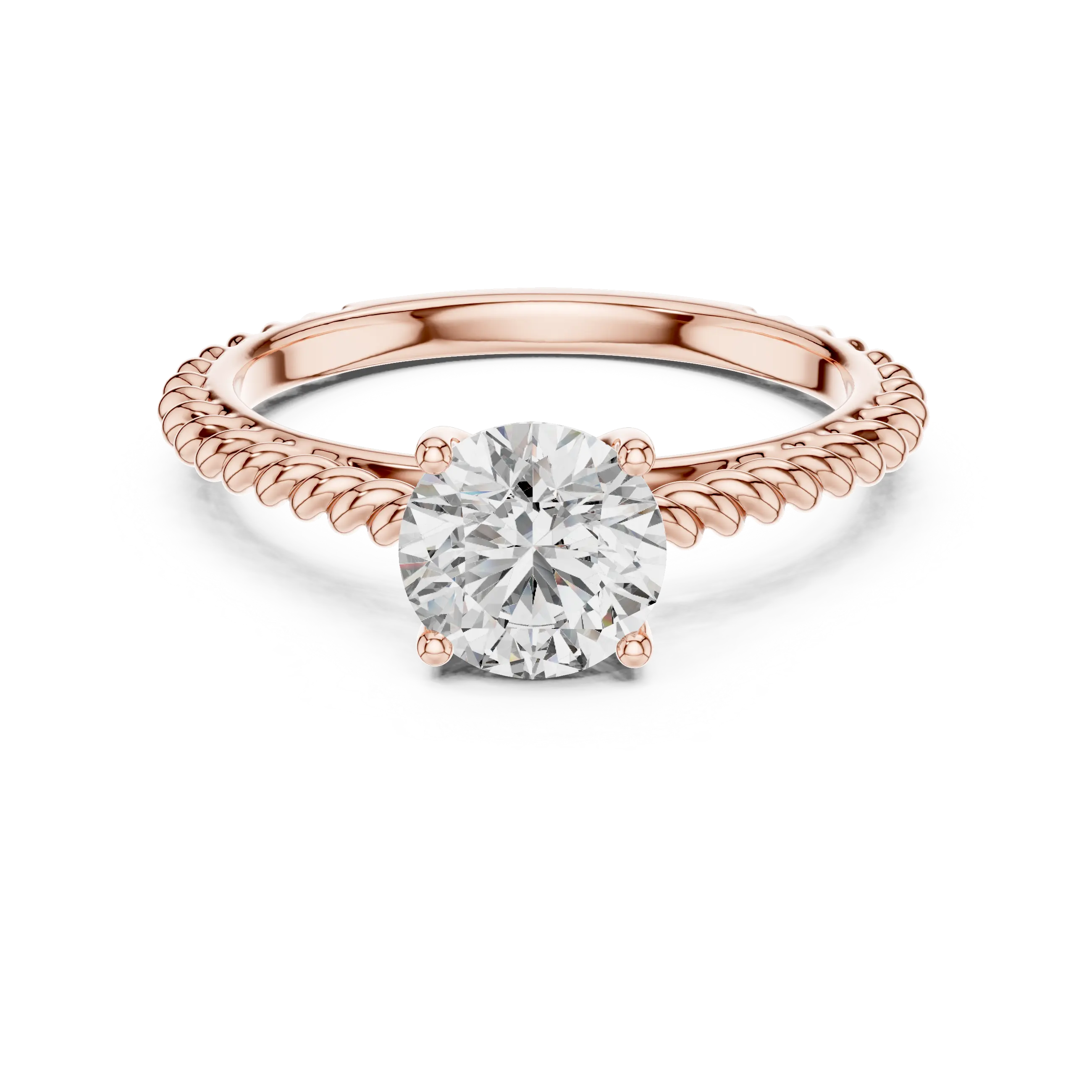 MJR004-Round Brilliant Solitaire Twisted Band Ring