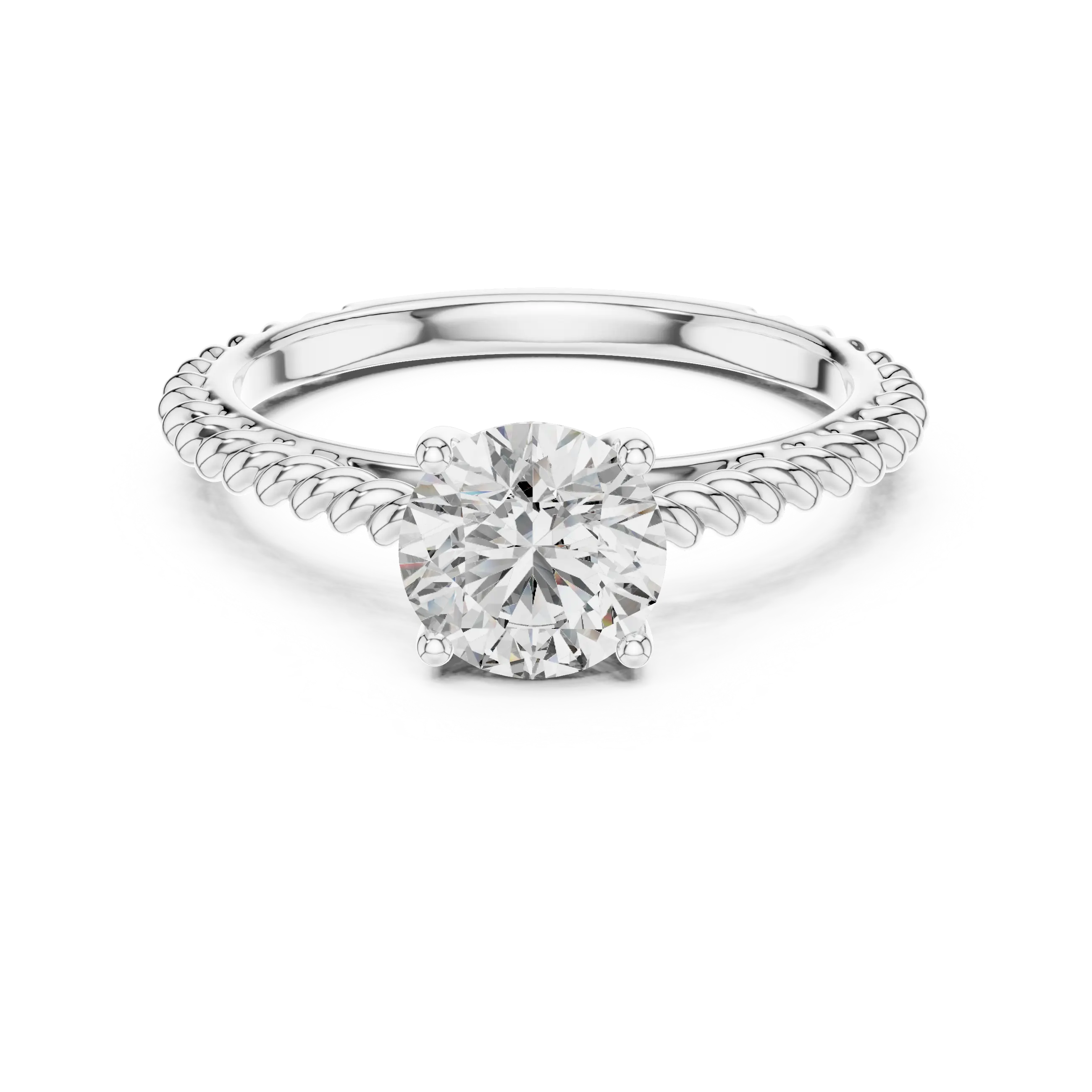 MJR004-Round Brilliant Solitaire Twisted Band Ring