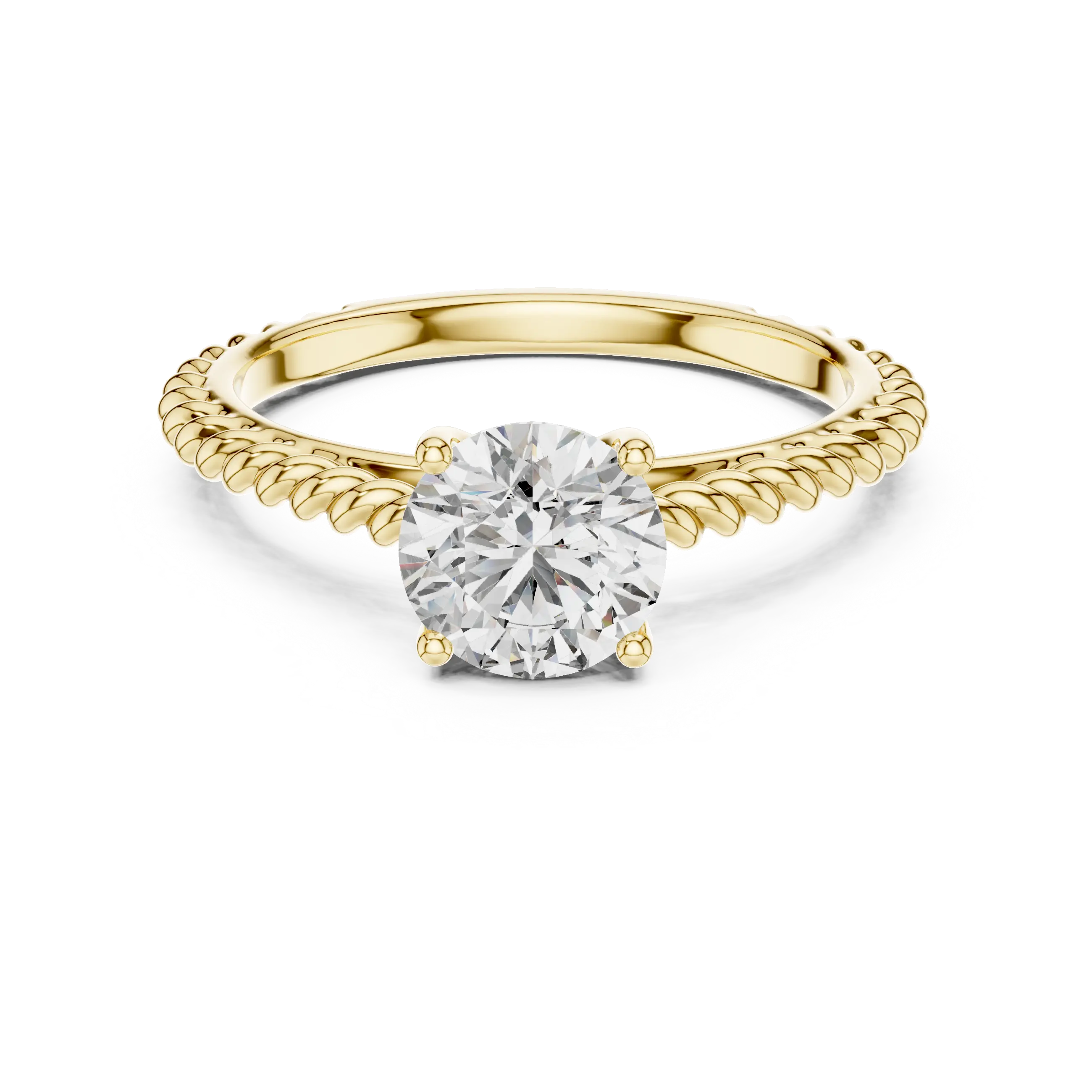 MJR004-Round Brilliant Solitaire Twisted Band Ring