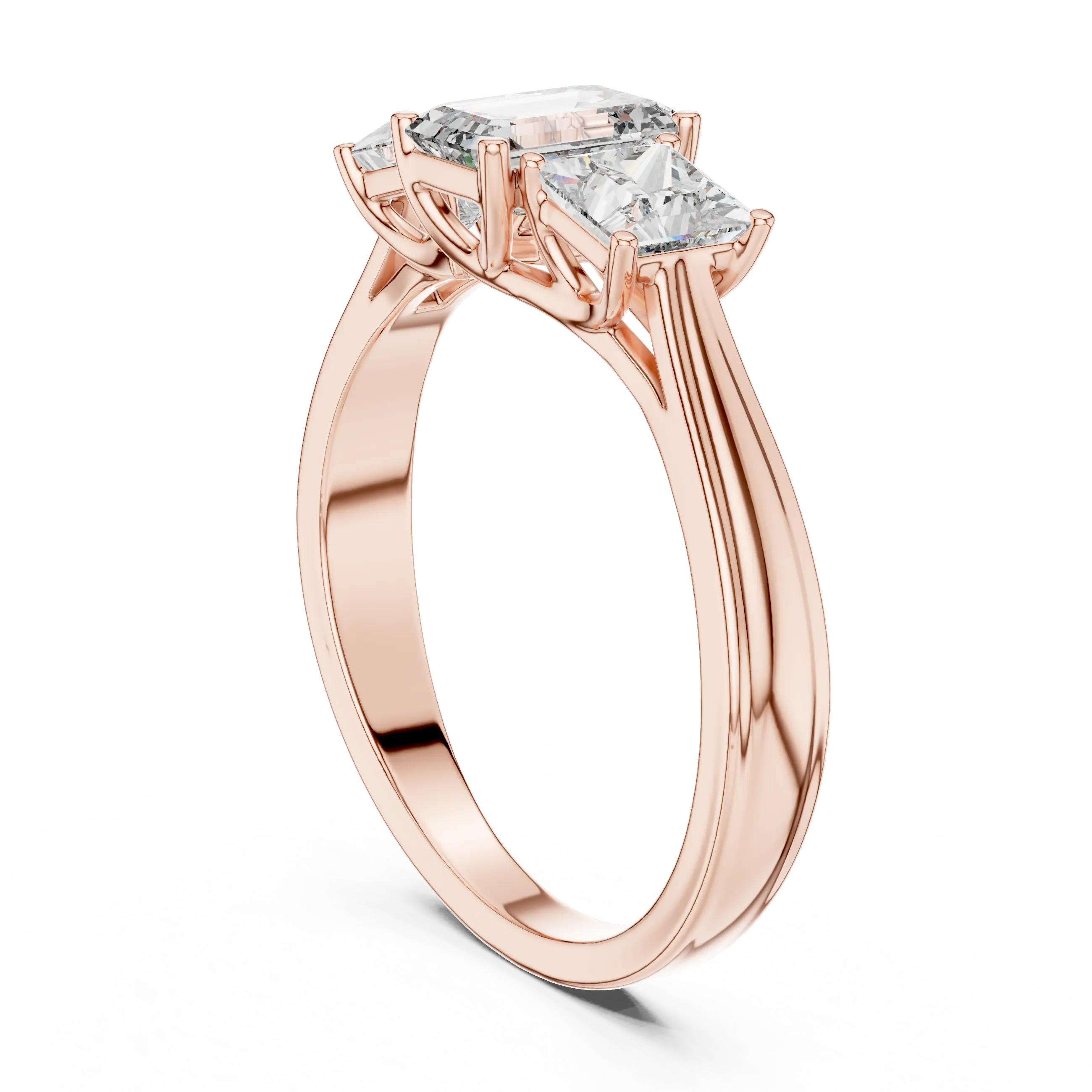 MJR007 - Emerald Cut Three Stone Engagement Ring