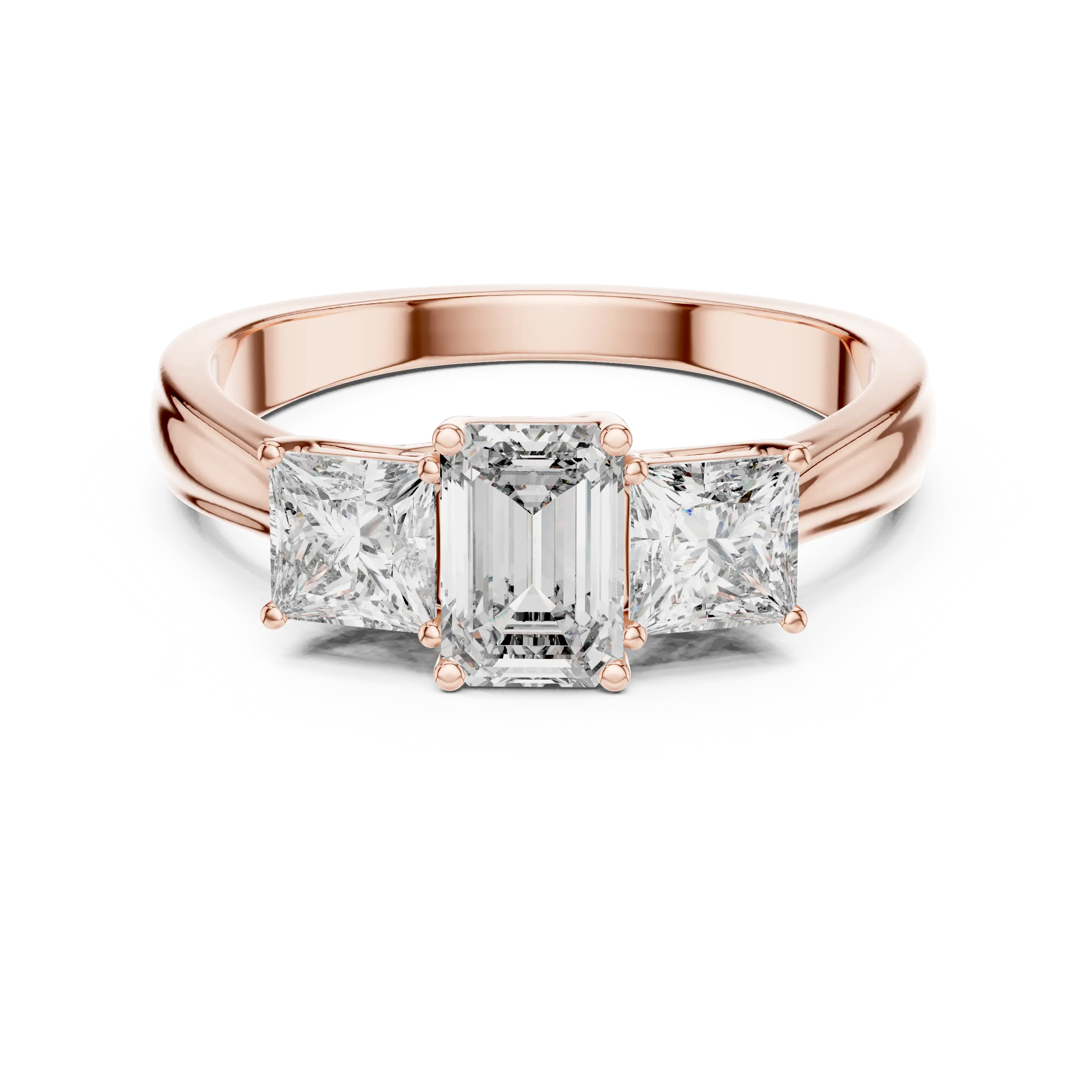 MJR007 - Emerald Cut Three Stone Engagement Ring