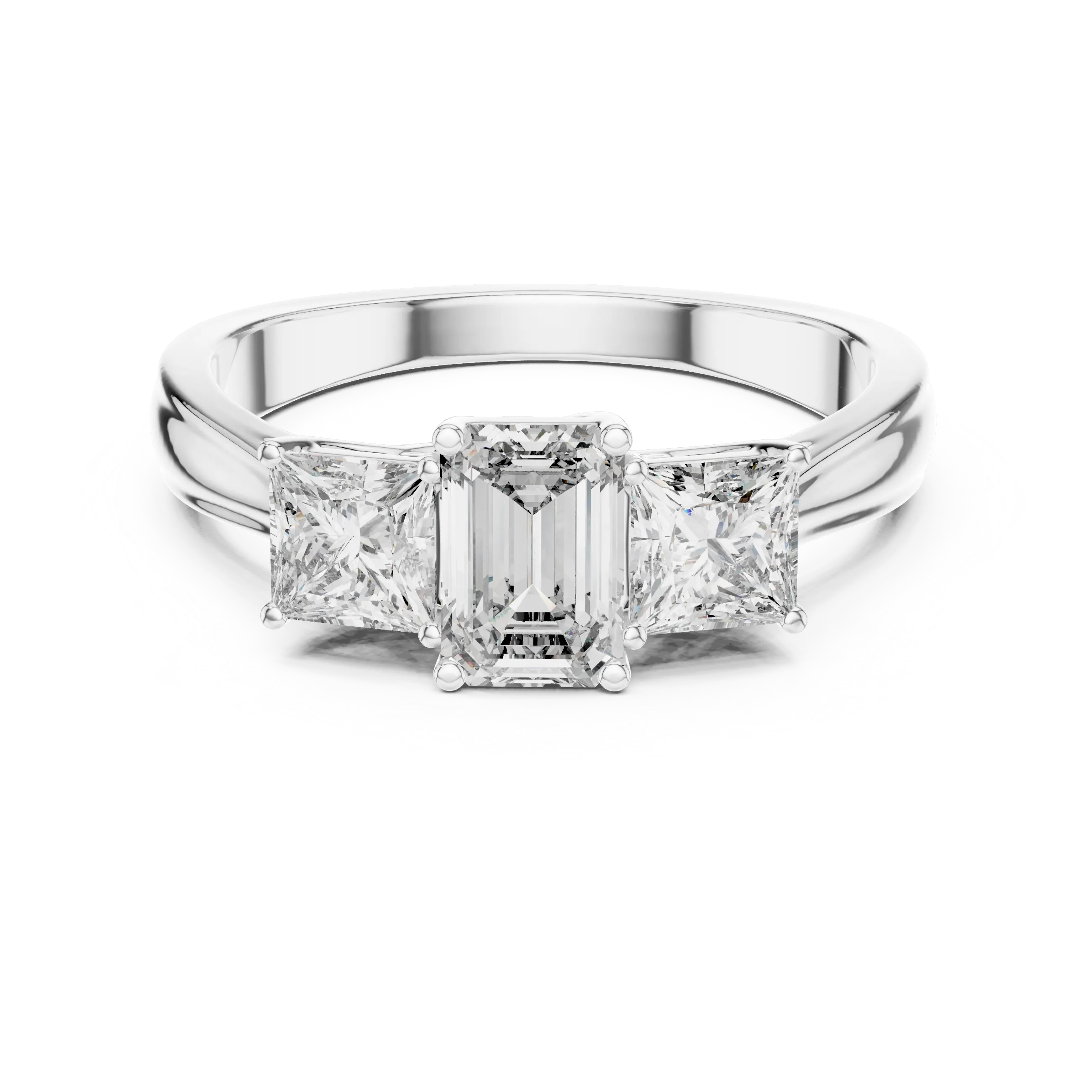 MJR007 - Emerald Cut Three Stone Engagement Ring